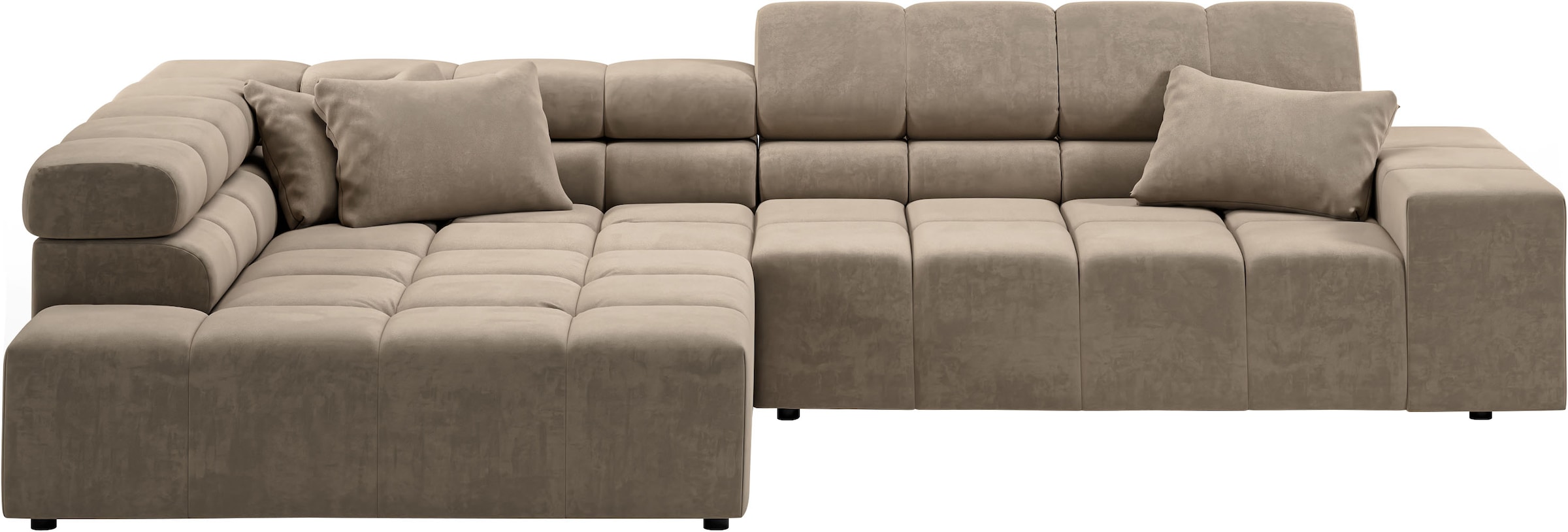 INOSIGN Ecksofa »Ancona incl. Kopfteilverstellung, Zierkissen Breite 319cm, L-Form«, wahlweise motorische Sitztiefenverstellung, auch in Cord + Easy Care