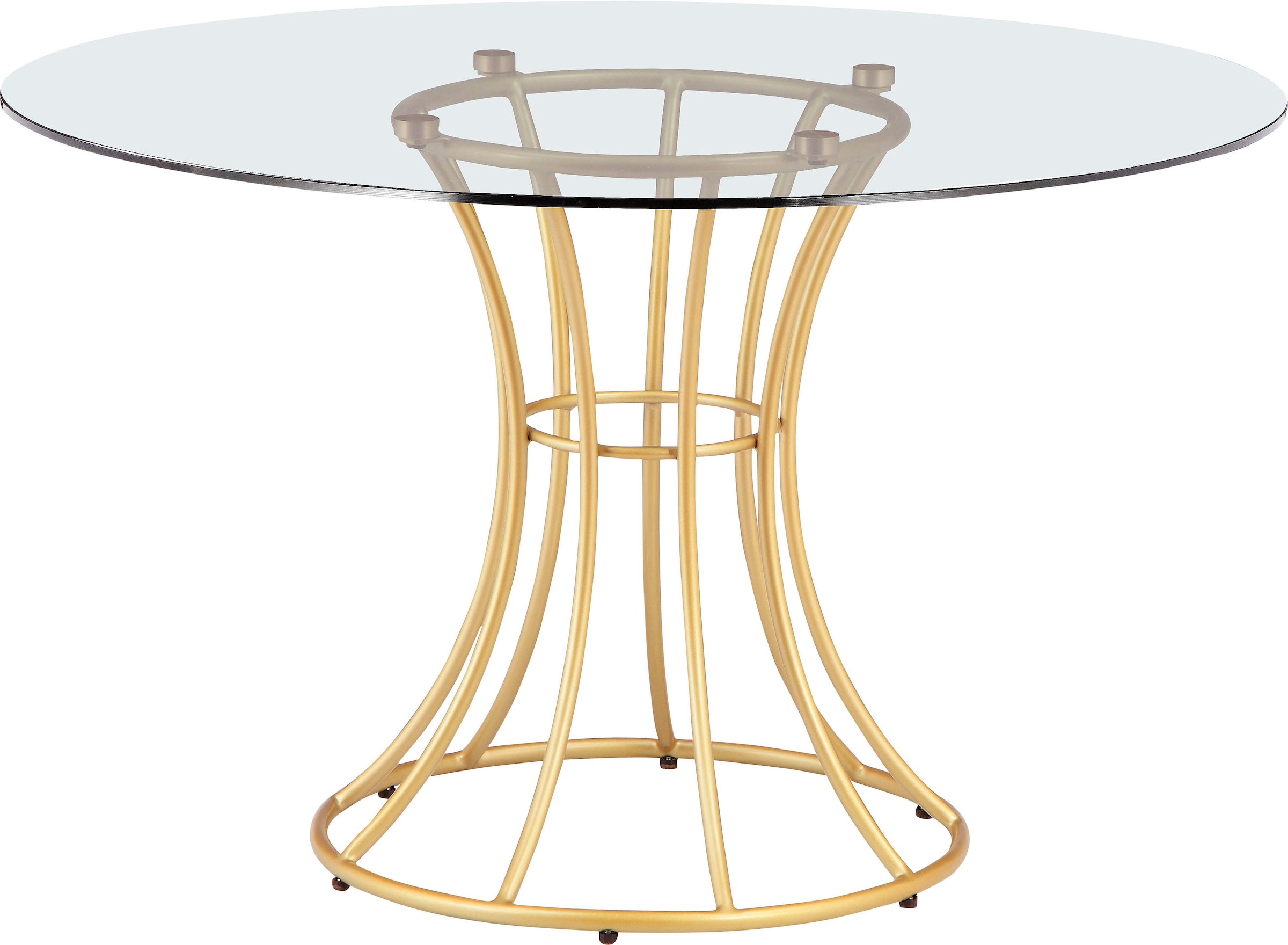 INOSIGN Glastisch »Silvi«, rund, Ø 110 cm, Metallgestell in messingfarben |  BAUR | Tische