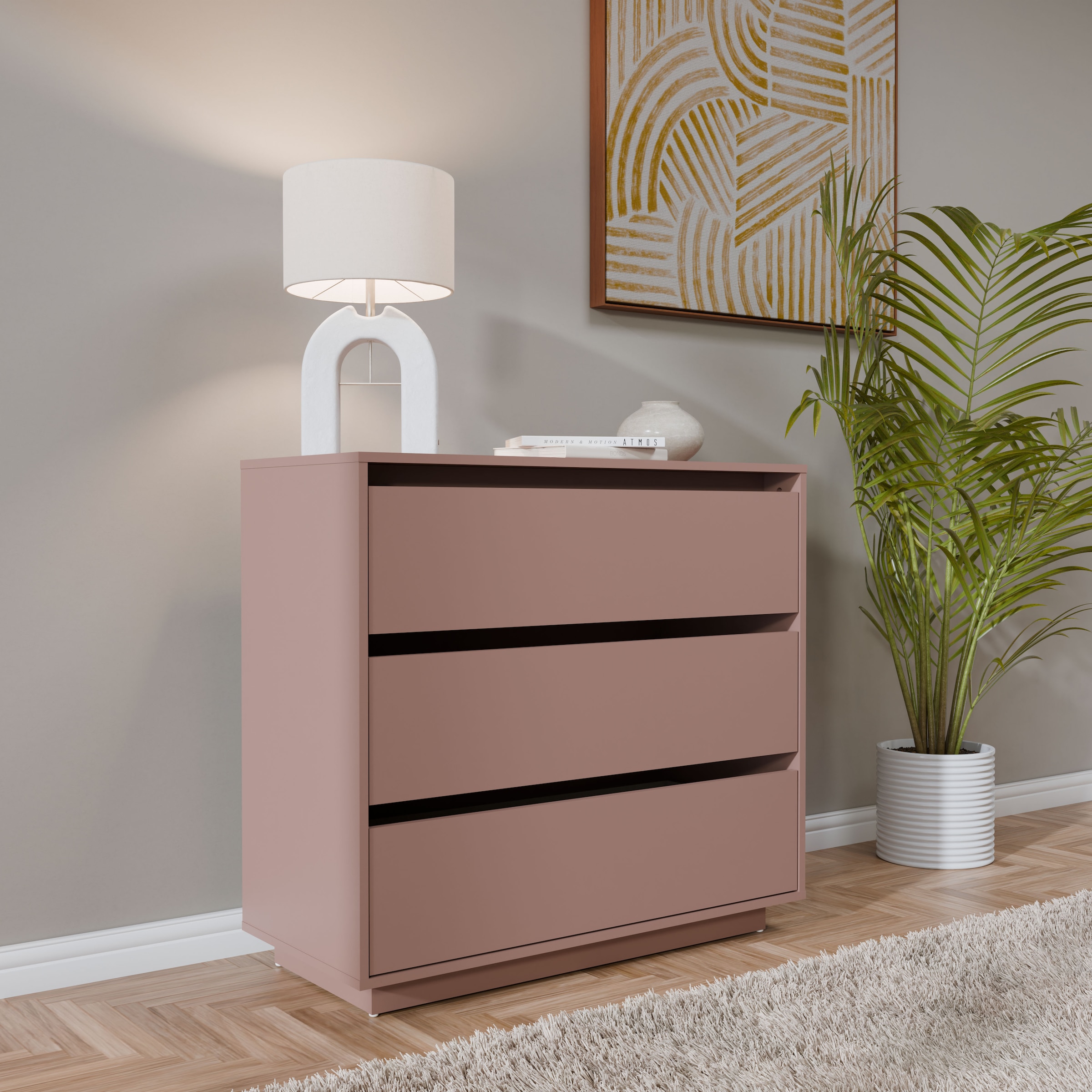 FORTE Kommode »Tahoe Kommode, 3 Schubkästen, grifflos, Stauraum« B/H/T 93,5/86,7/41,4 cm viel Stauraum