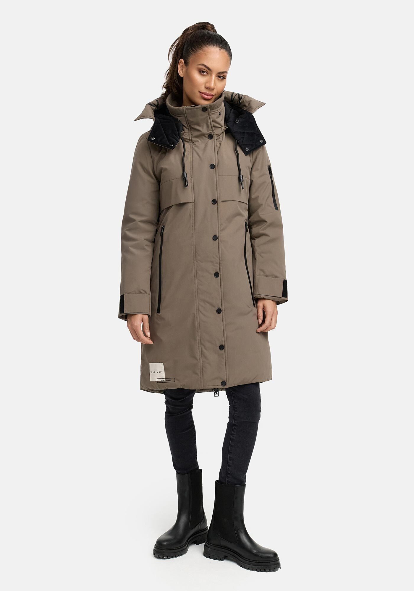 Marikoo Winterjacke »Anoukaa«, langer Parka mit abnehmbarer Kapuze