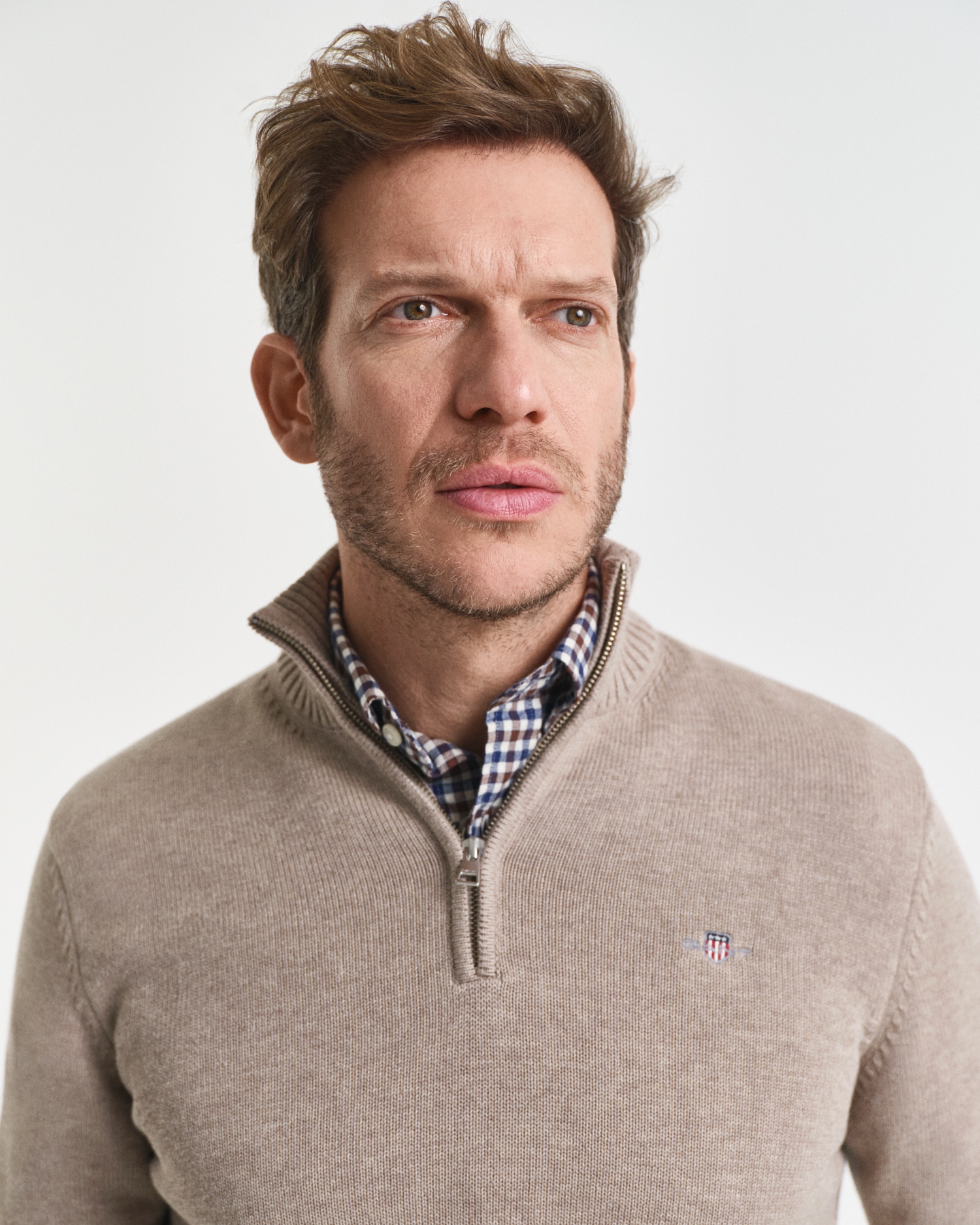 Gant Troyer »CASUAL COTTON HALF ZIP«, mit grafischer Logostickerei auf der Brust