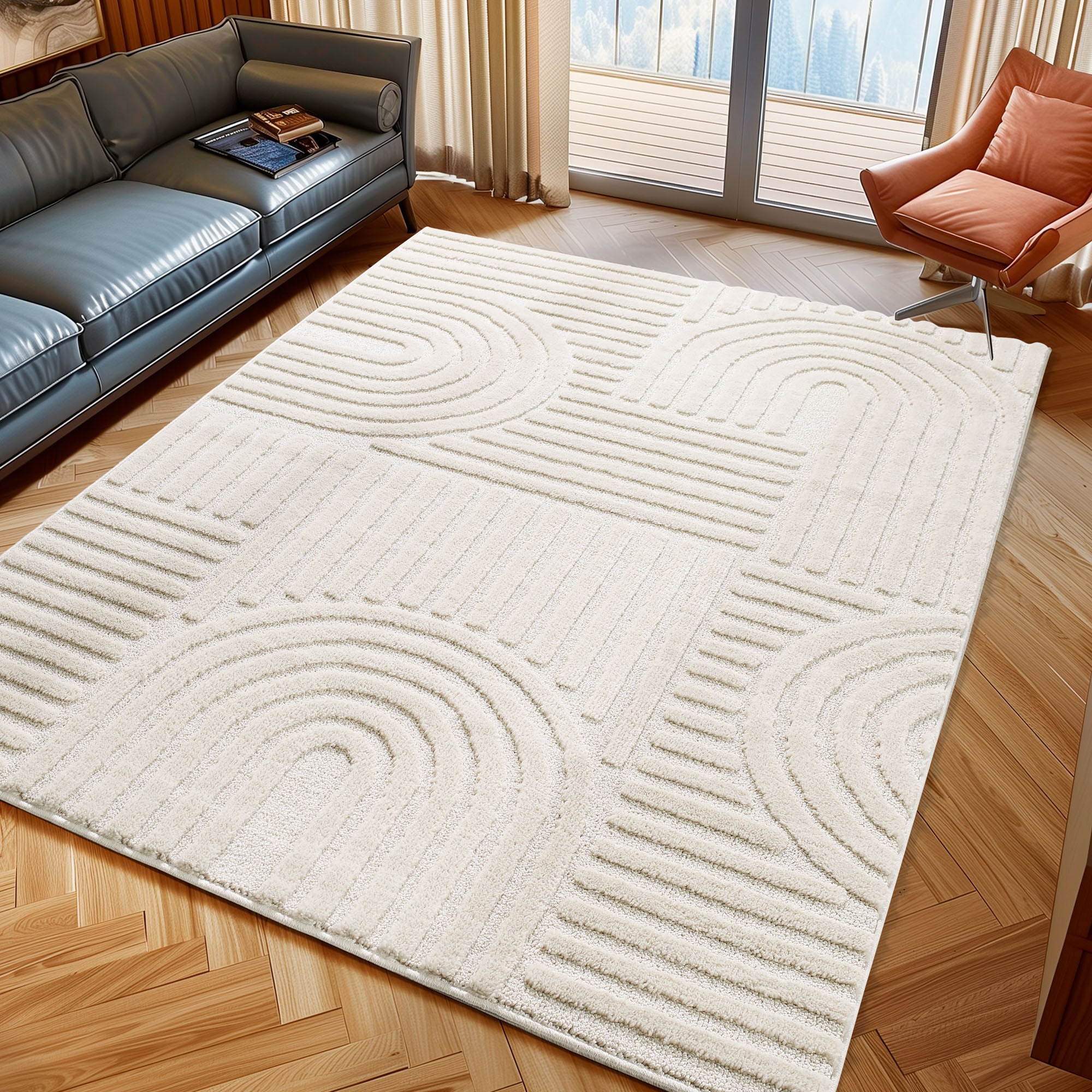Ayyildiz Teppiche Teppich "ART 1121, auch als Läufer und in Rund erhältlich" rechteckig 20 mm Höhe Boho Design, 3D Optik, Struktur Hoch Tief, skandinavisch, Wohnzimmer