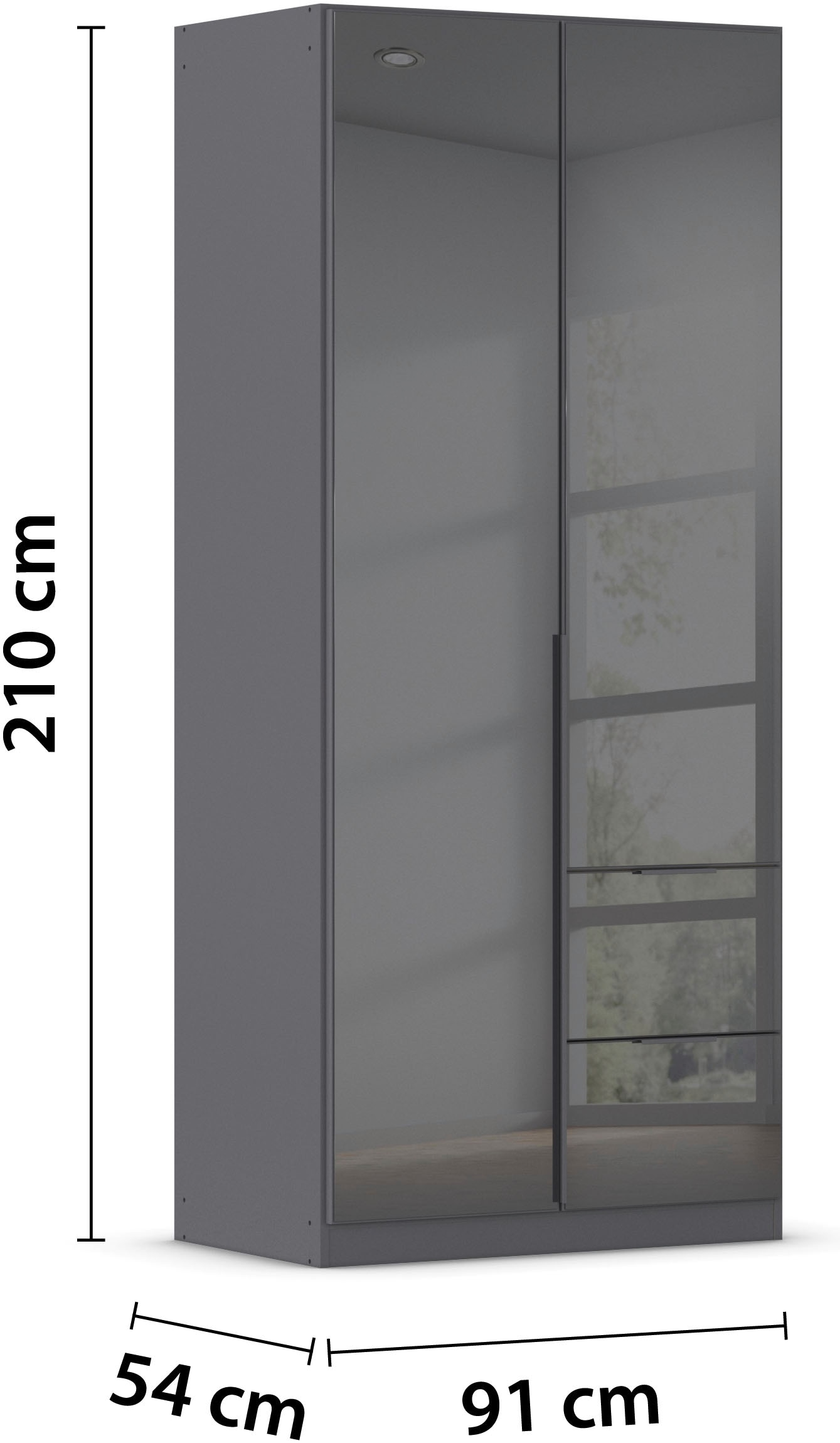 rauch Drehtürenschrank »Kleiderschrank Kleiderschränke Schrank Garderobe AGORDO mit Glasfront«, (in zwei Griff-Farben, Breiten 91-360 cm), mit Außenschubkästen, in 7 Breiten und 2 Höhen MADE IN GERMANY