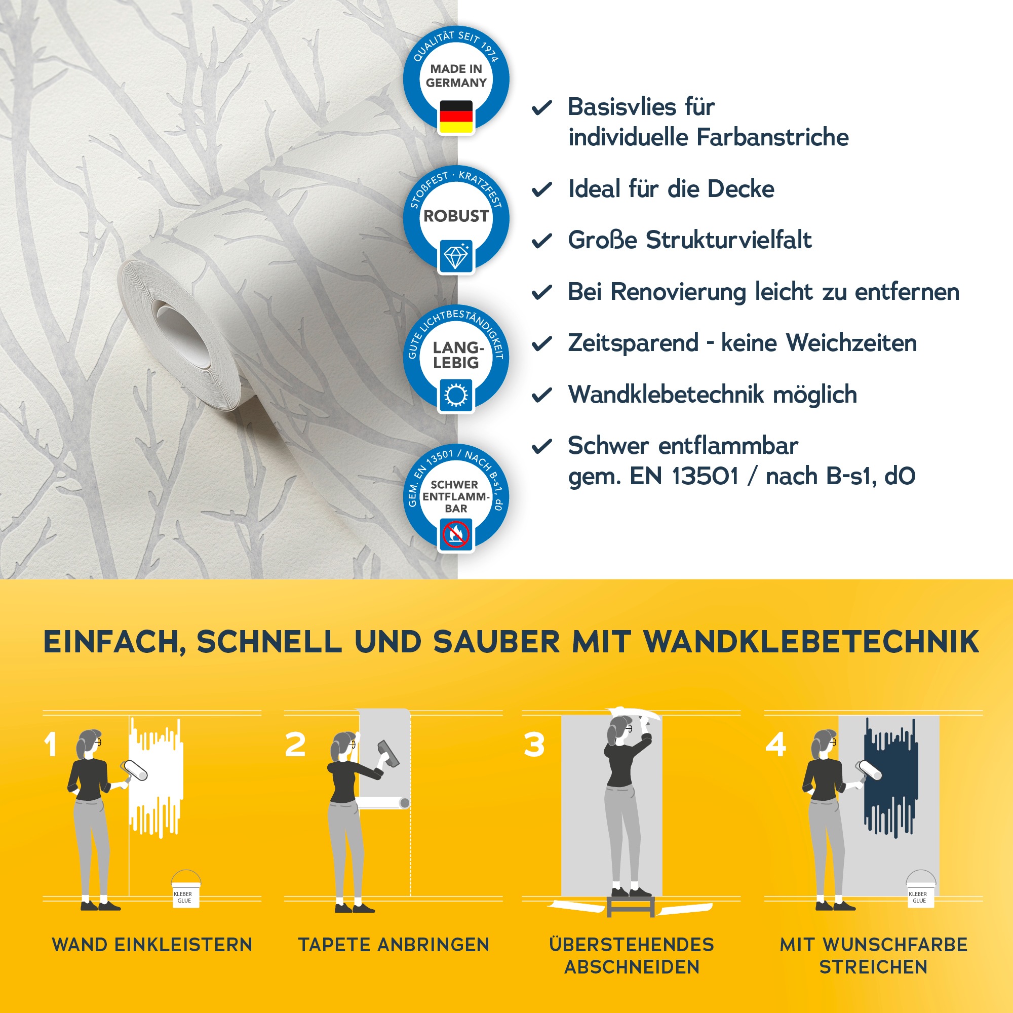 A.S. Création Vliestapete »Meistervlies« Wald | floral | natürlich strukturiert Tapete Wald Überstreichbar Tapeten Wohnzimmer Schlafzimmer Küche Optik