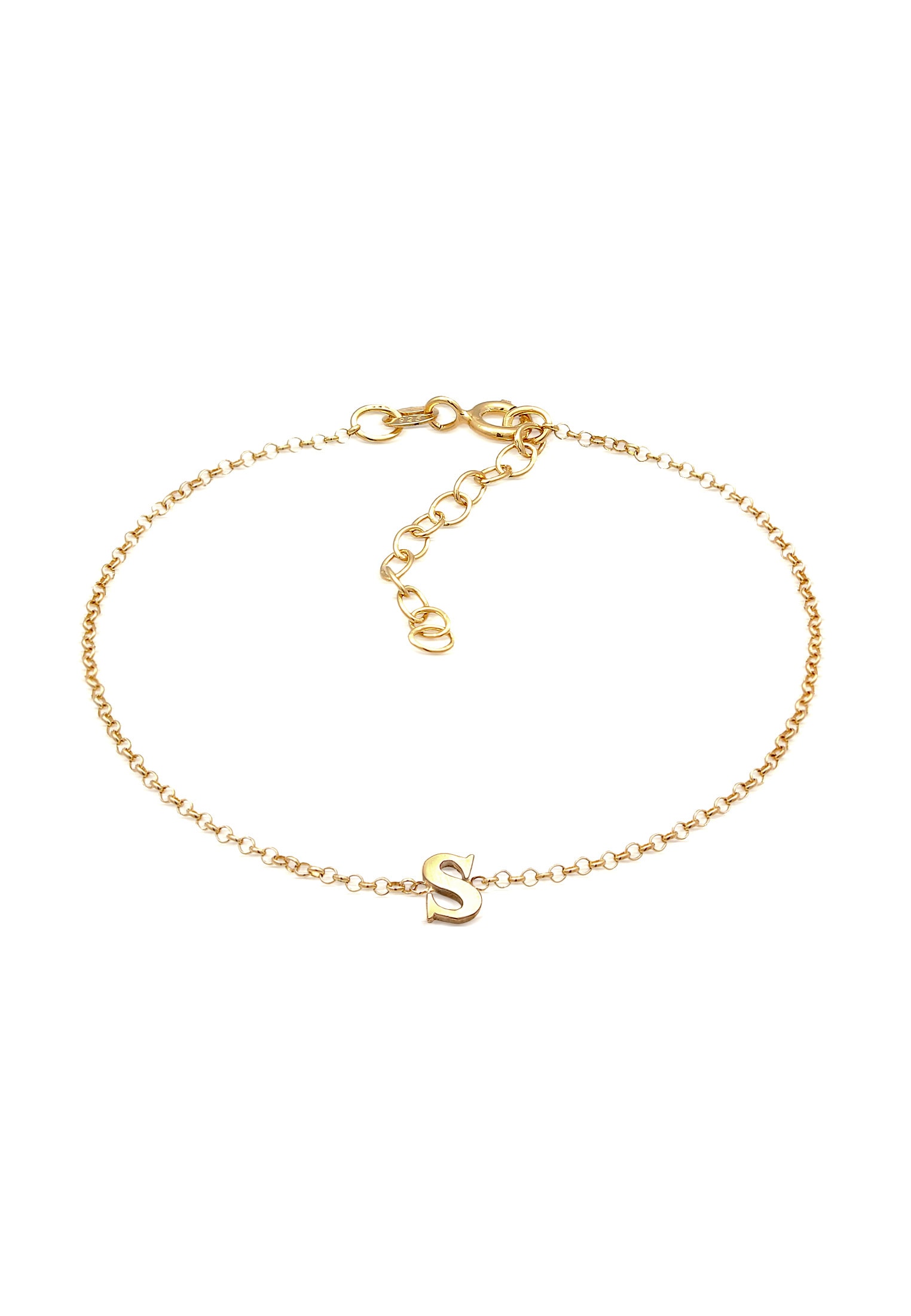 ELLI Damen Armkette "Armband Buchstaben Initialen Anhänger S 925 Silber", Silber 925 (Sterlingsilber), gold, Silber 925 (Sterlingsilber), Armbänder