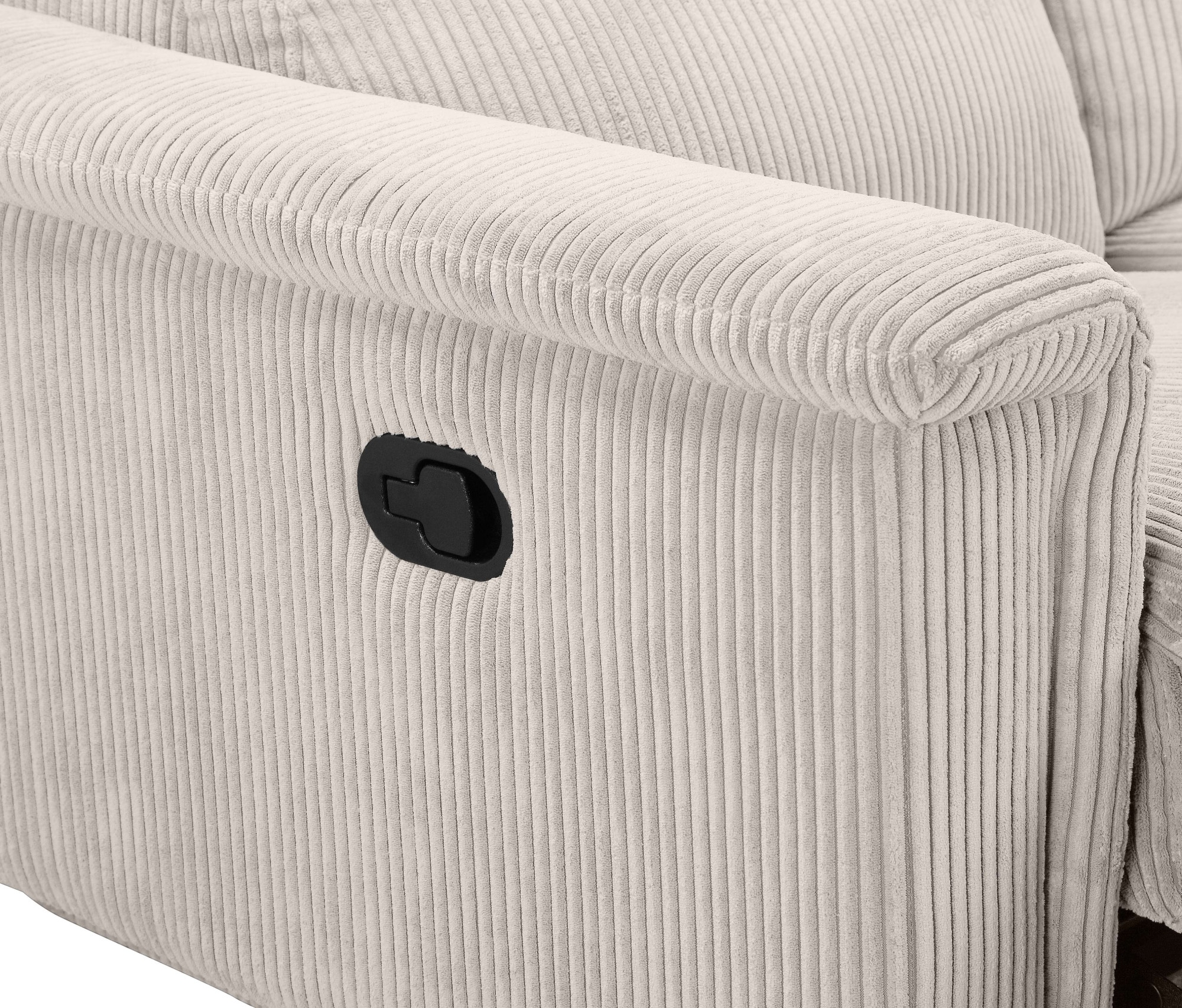 Places of Style 3-Sitzer »Lund Cord, mit manueller o. elektrischer Relaxfunktion in 2 Sitzen,«, USB-A, Kopfteilverstellung, Breite 222 cm