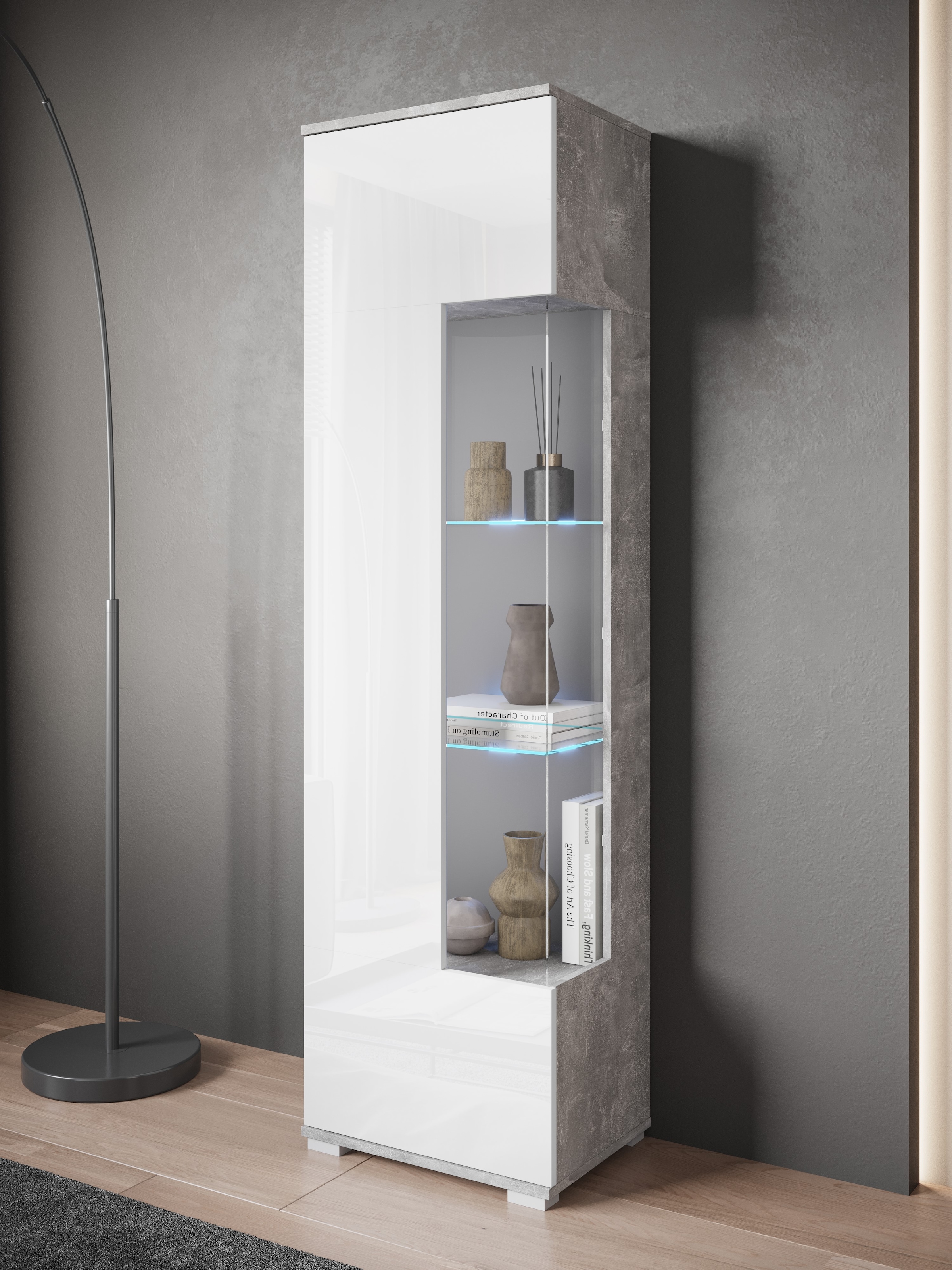 INOSIGN Vitrine »Kenia, stehend und hängend, Türanschlag wechselbar«, (1 St.), Vitrineschrank mit Glastüren 160 cm Höhe
