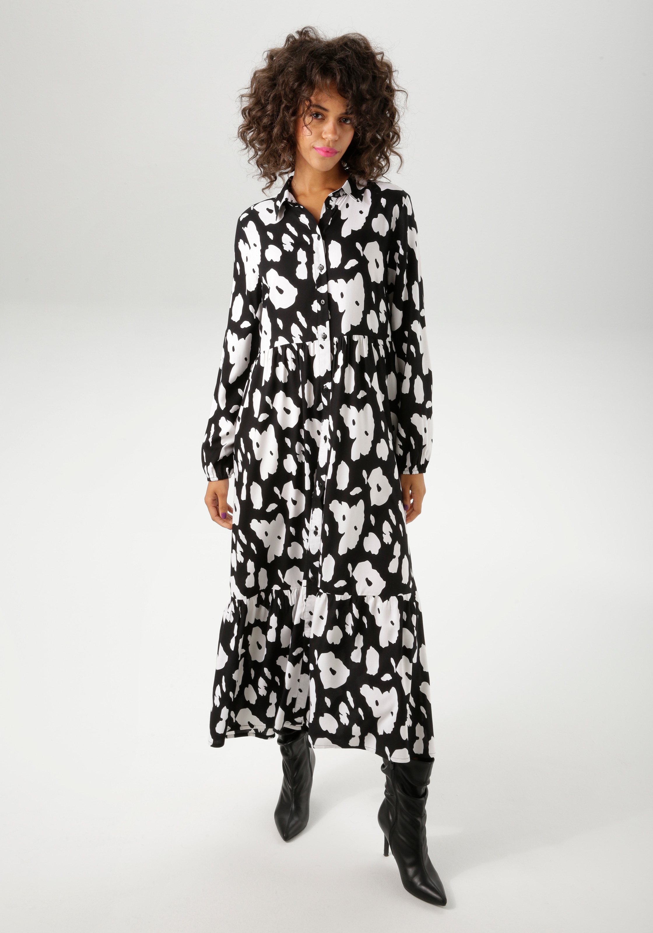 Aniston CASUAL Maxikleid, mit kontrastfarbigen Blumendruck - NEUE KOLLEKTIO günstig online kaufen