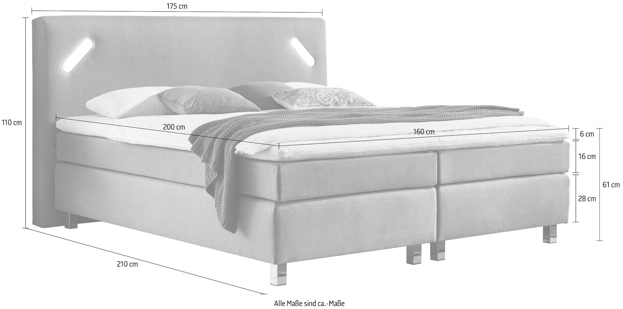 Westfalia Schlafkomfort Boxspringbett, mit LED-Beleuchtung und Topper