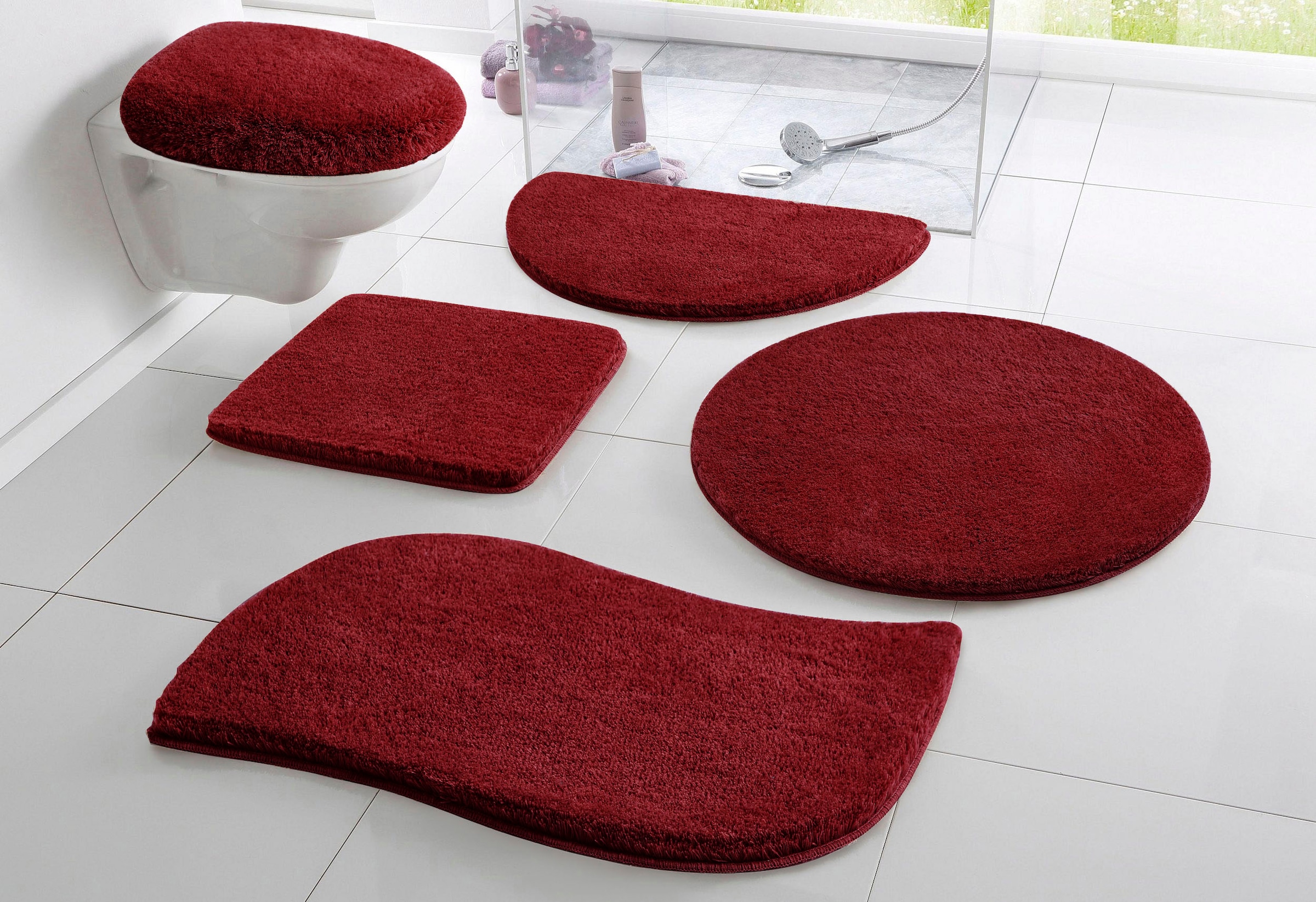 OTTO home Badematte "Merida, Badvorleger, Badezimmer Teppich" Höhe 32 mm rutschhemmend beschichtet fußbodenheizungsgeeignet schnell trocknend strapazierfähig Badteppich, Uni Farben, rechteckig, rund & als 2-tlg. Set erhältlich