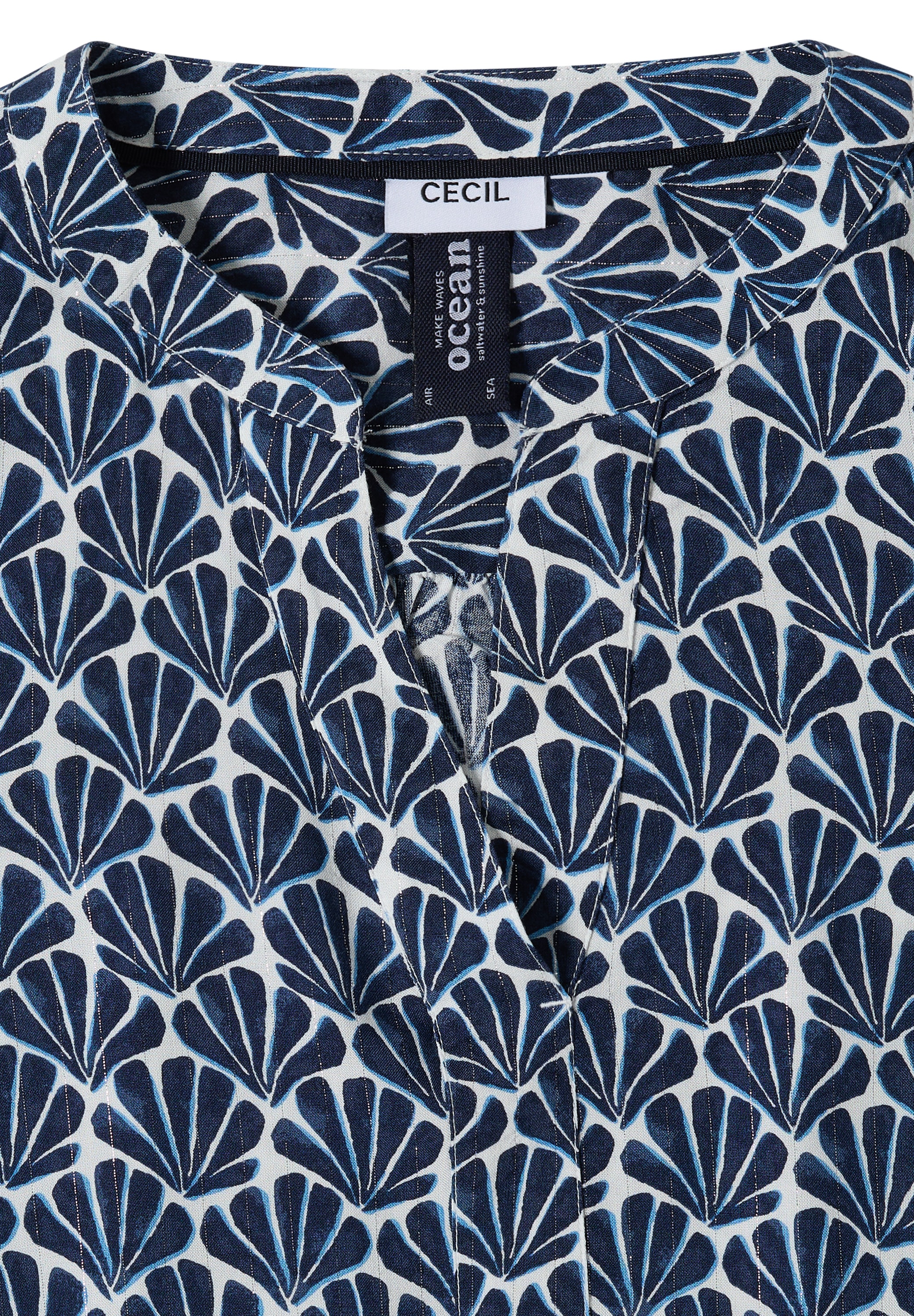 Cecil Longbluse mit geschlitztem Rundhalsausschnitt