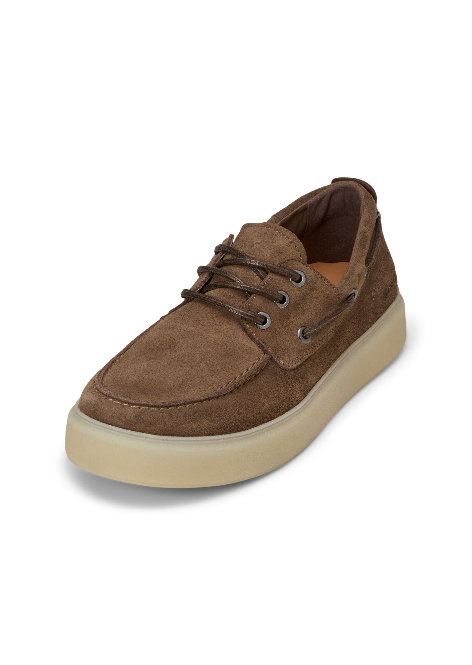 Bootsschuh MARC O'POLO "aus weichem Veloursleder", Herren, Gr. 45, schwarz taupe, Obermaterial: 100% Leder (Rind), unifarben, Schuhe Bootsschuh
