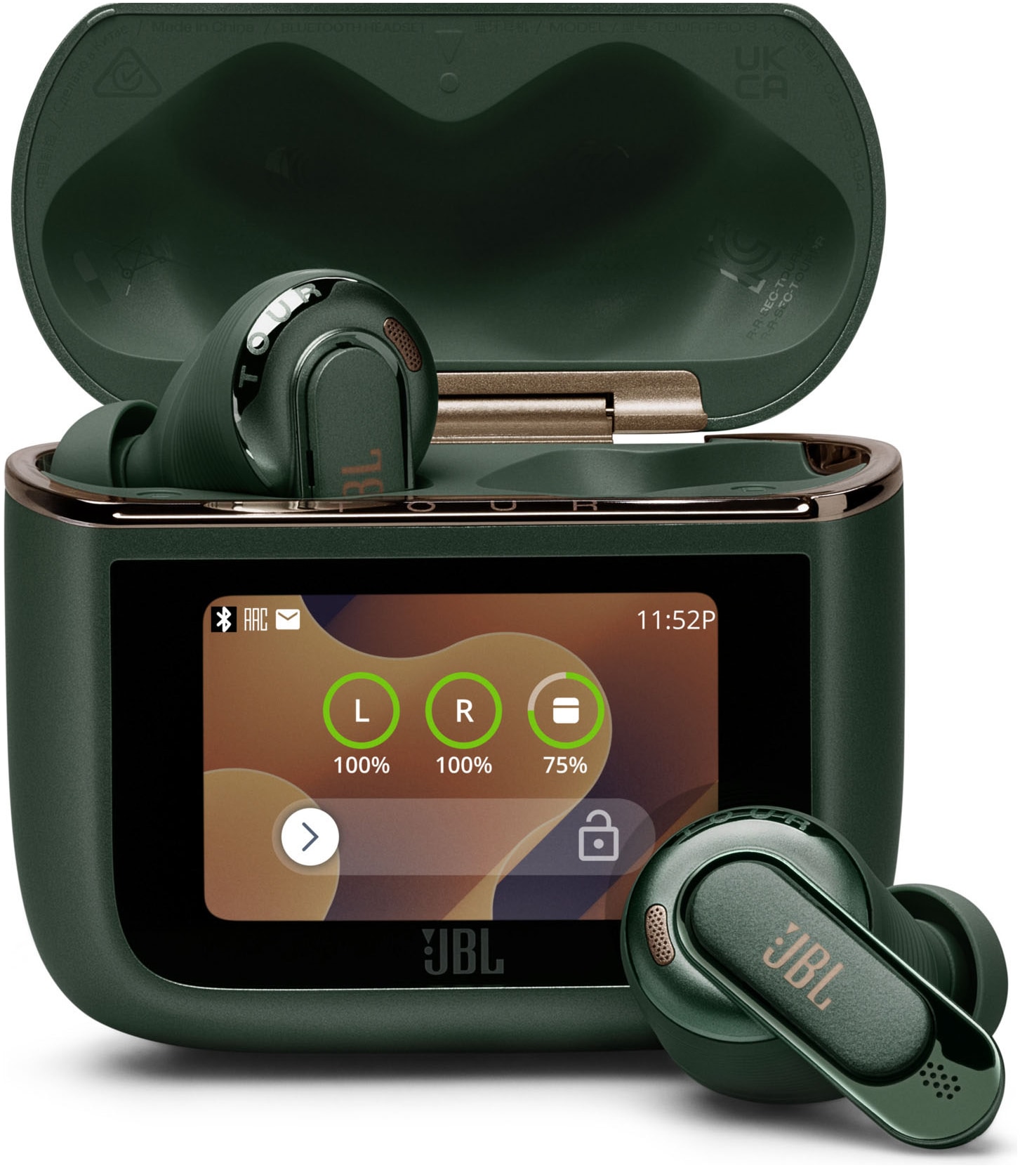 JBL wireless In-Ear-Kopfhörer "TOUR PRO 3 TWS", grün, B:4cm H:16cm T:10cm, Kopfhörer - Einheitsgröße