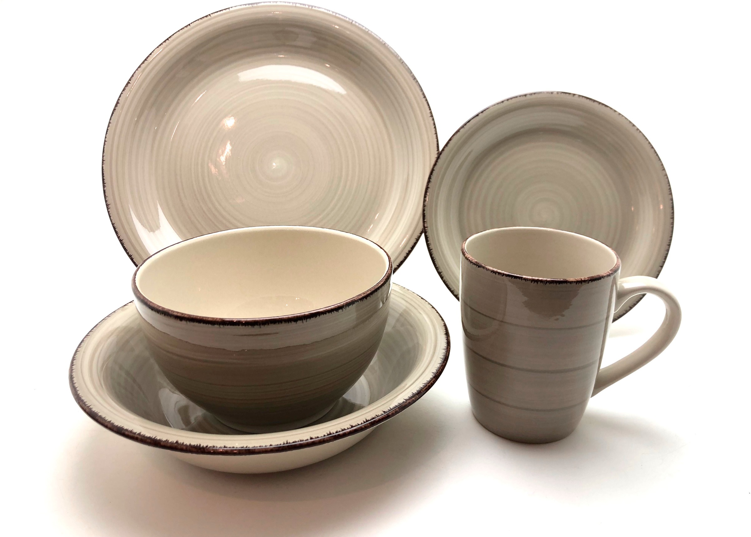 Home affaire Kombiservice "Bel Tempo", (Set, 20 tlg., je 4 Dessert-, Speise-, Suppenteller, Kaffeebecher, Bowls), mit Sp