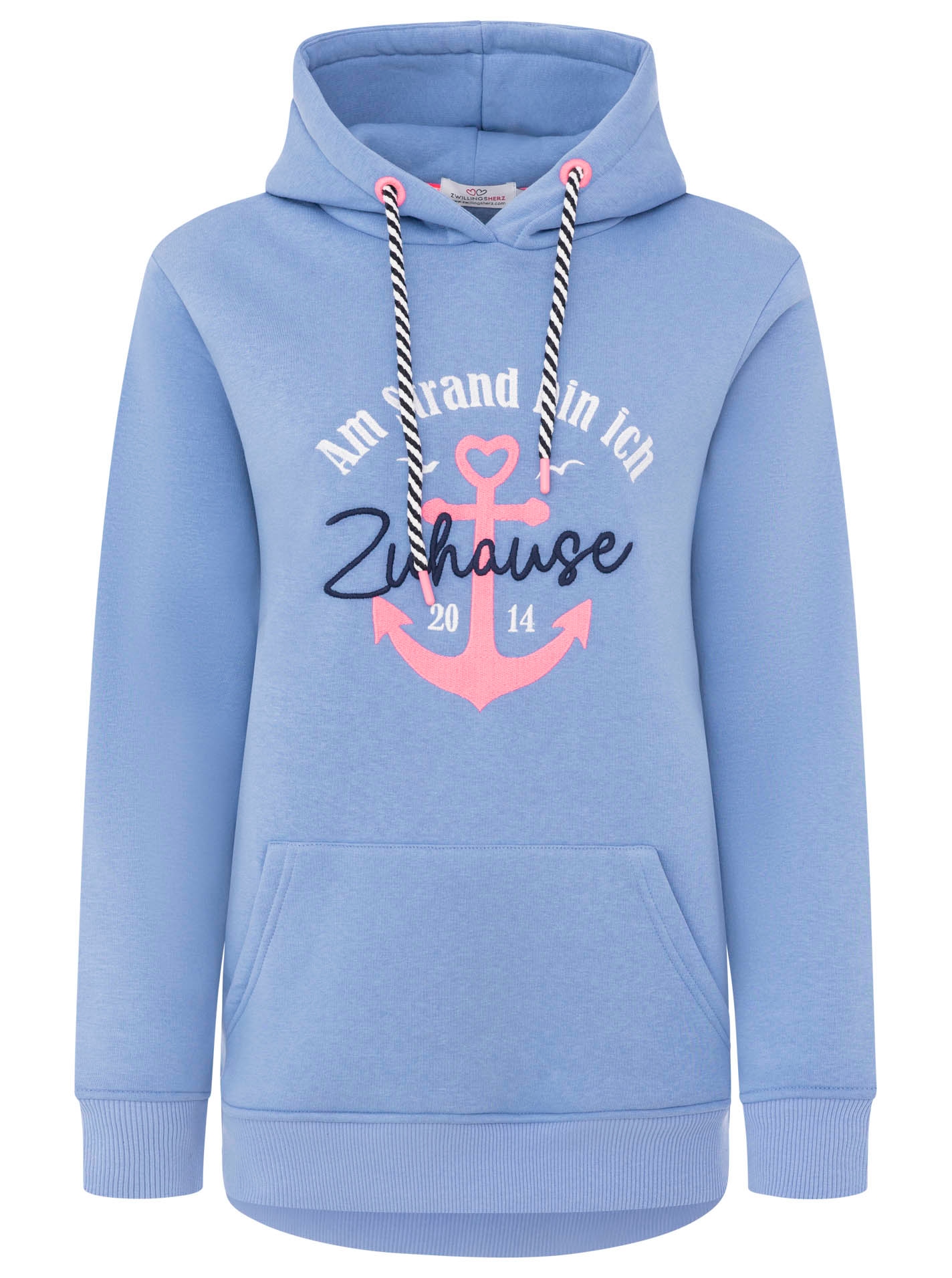 Zwillingsherz Hoodie »"Beach Home"«, Motiv „Am Strand bin ich zu Hause“, Anker, Kapuze mit Kordel
