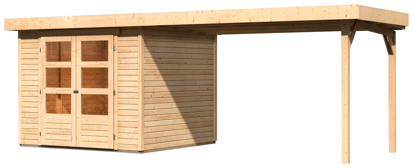 Karibu Gartenhaus »Arnis 3,5«, (Set), mit Anbaudach 2,80 cm Breite