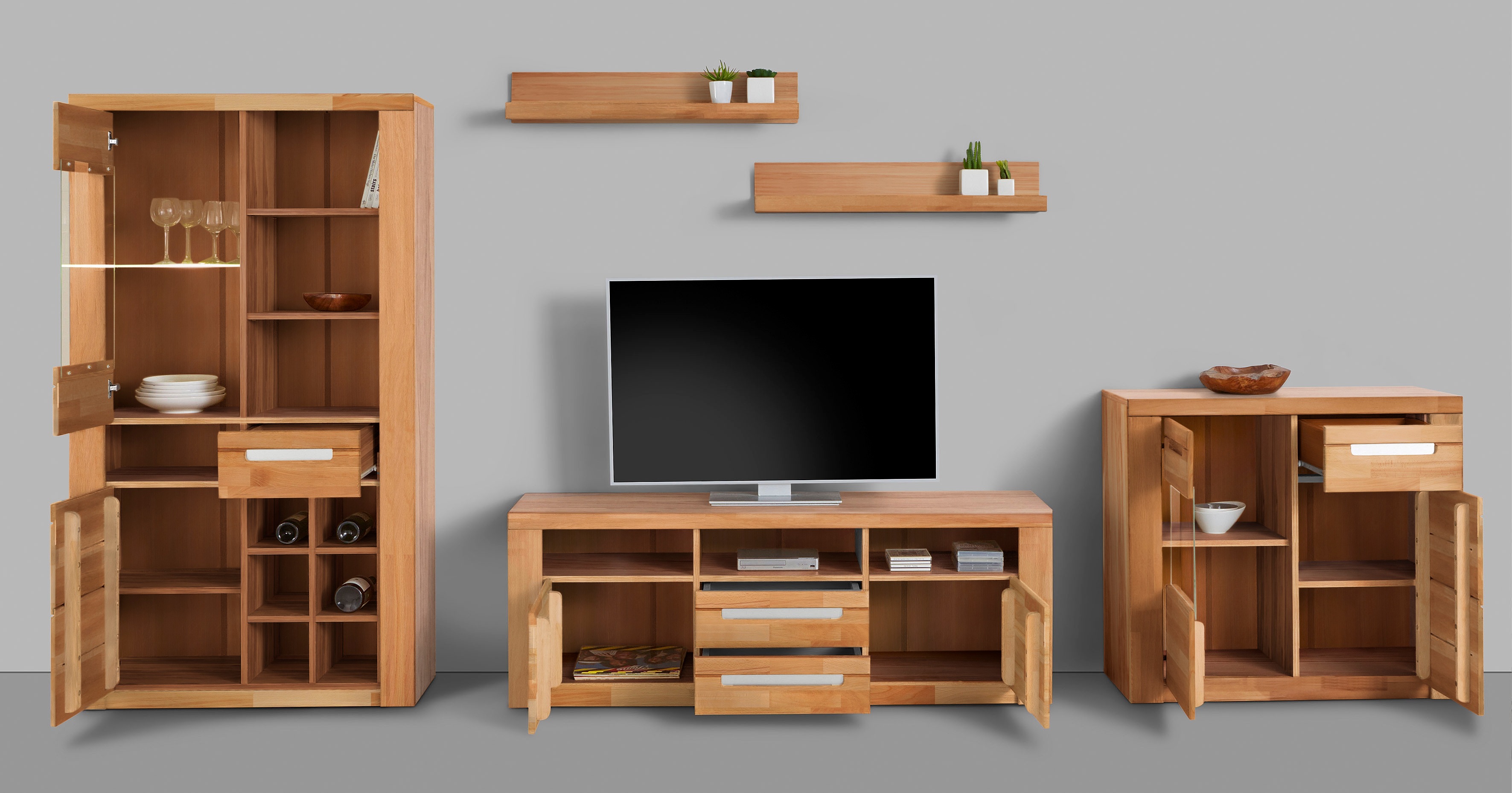 Thumbnail - Home affaire Wohnwand "Kolding", (Set, 5 St.), teilmassives Holz