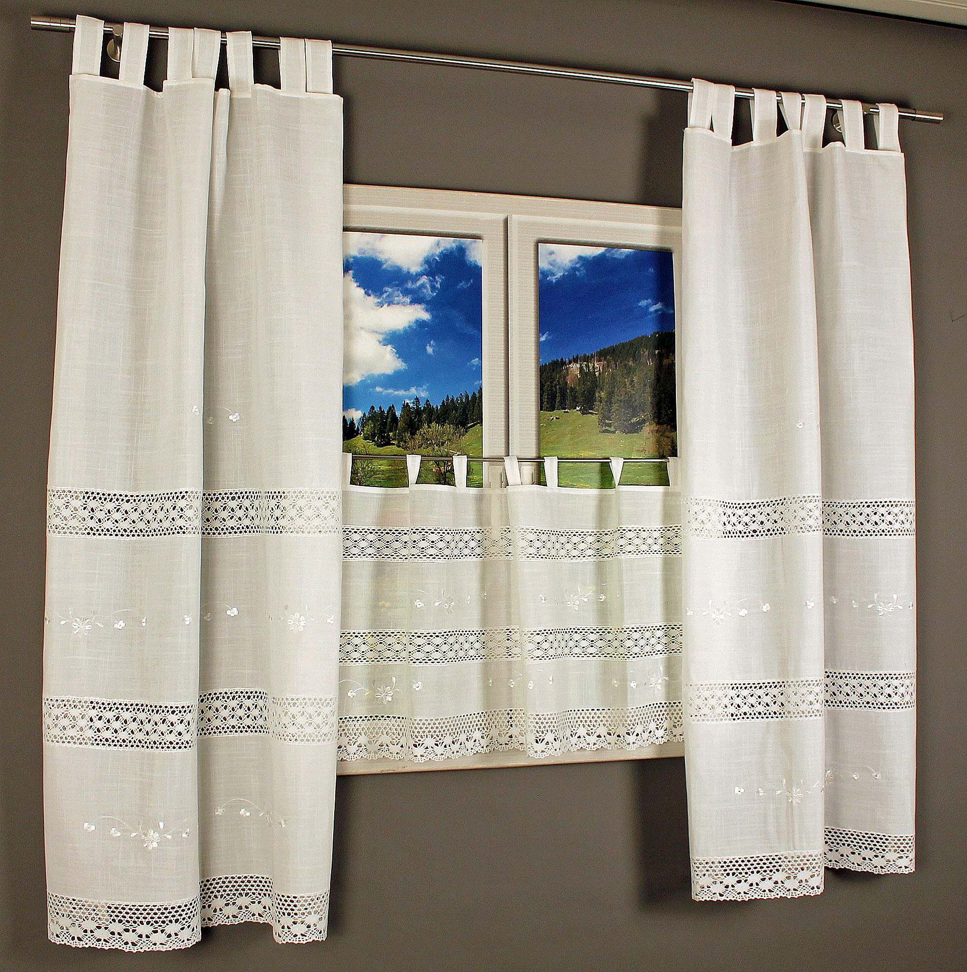 HOSSNER - ART OF HOME DECO Gardine "Drachensee" Schlaufen 1 Stk. tlg. m. Sp günstig online kaufen