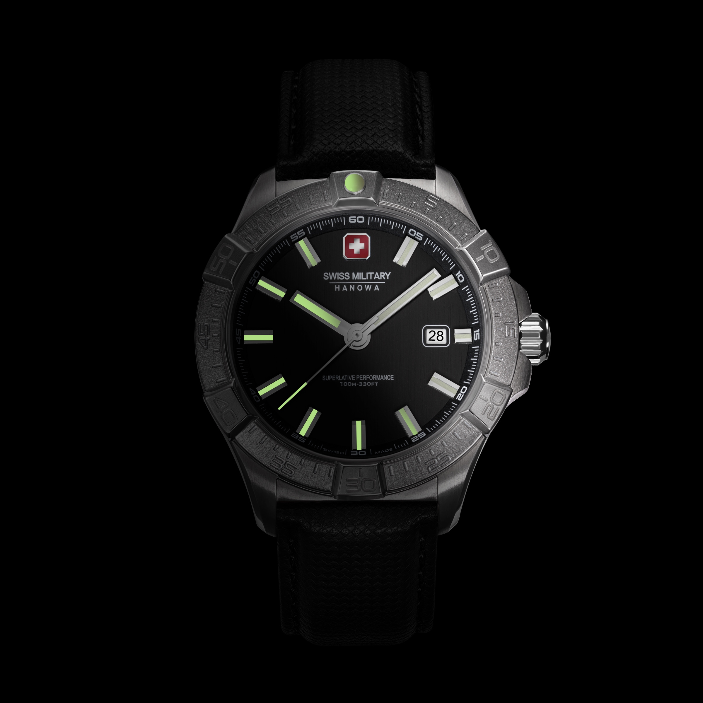Swiss Military Hanowa Quarzuhr »Jockworth« Armbanduhr, Herrenuhr, Swiss Made, Lederarmband, analog, Tag