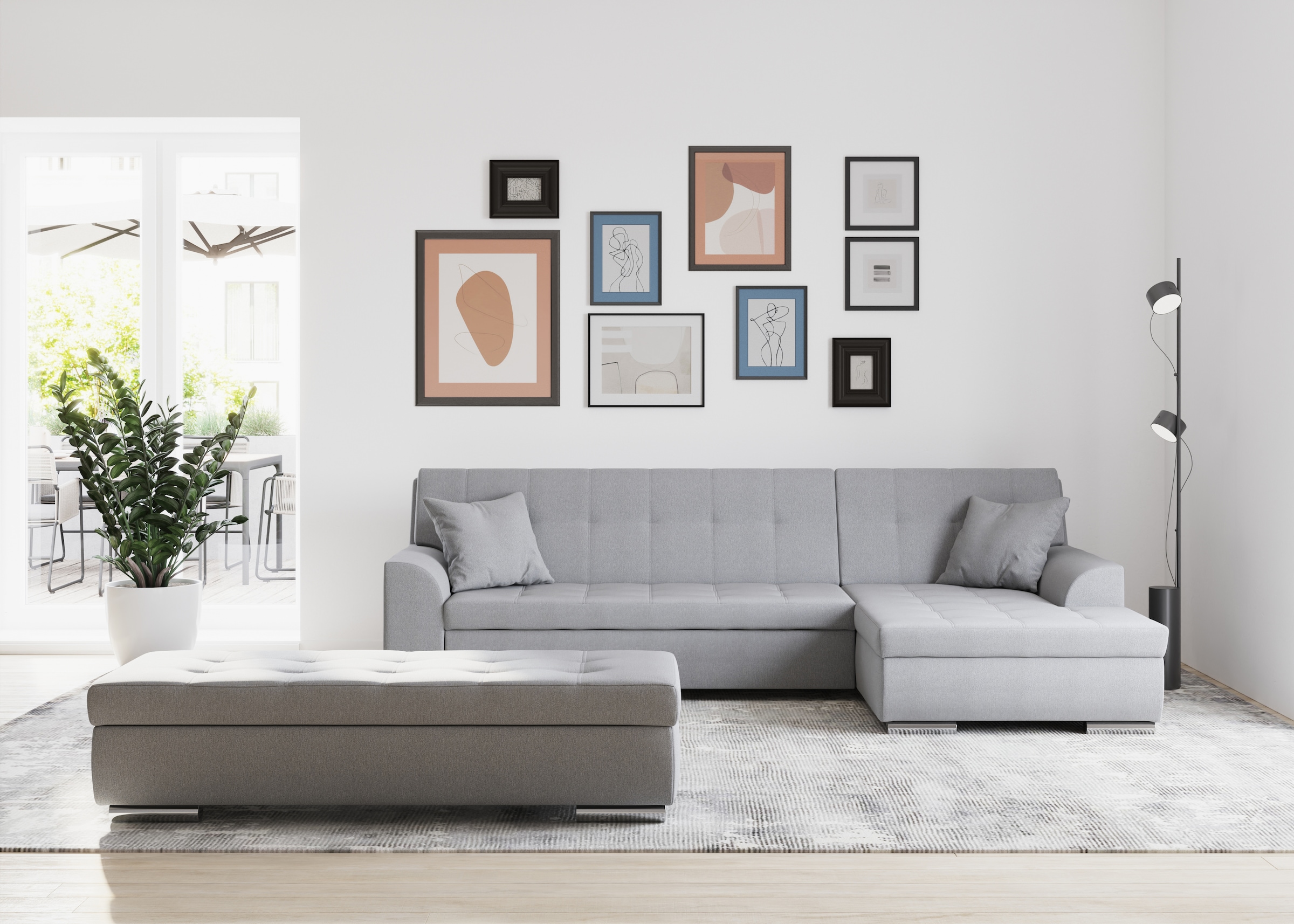 DOMO collection Ecksofa Treviso, wahlweise mit Bettfunktion, incl. Zierkiss günstig online kaufen