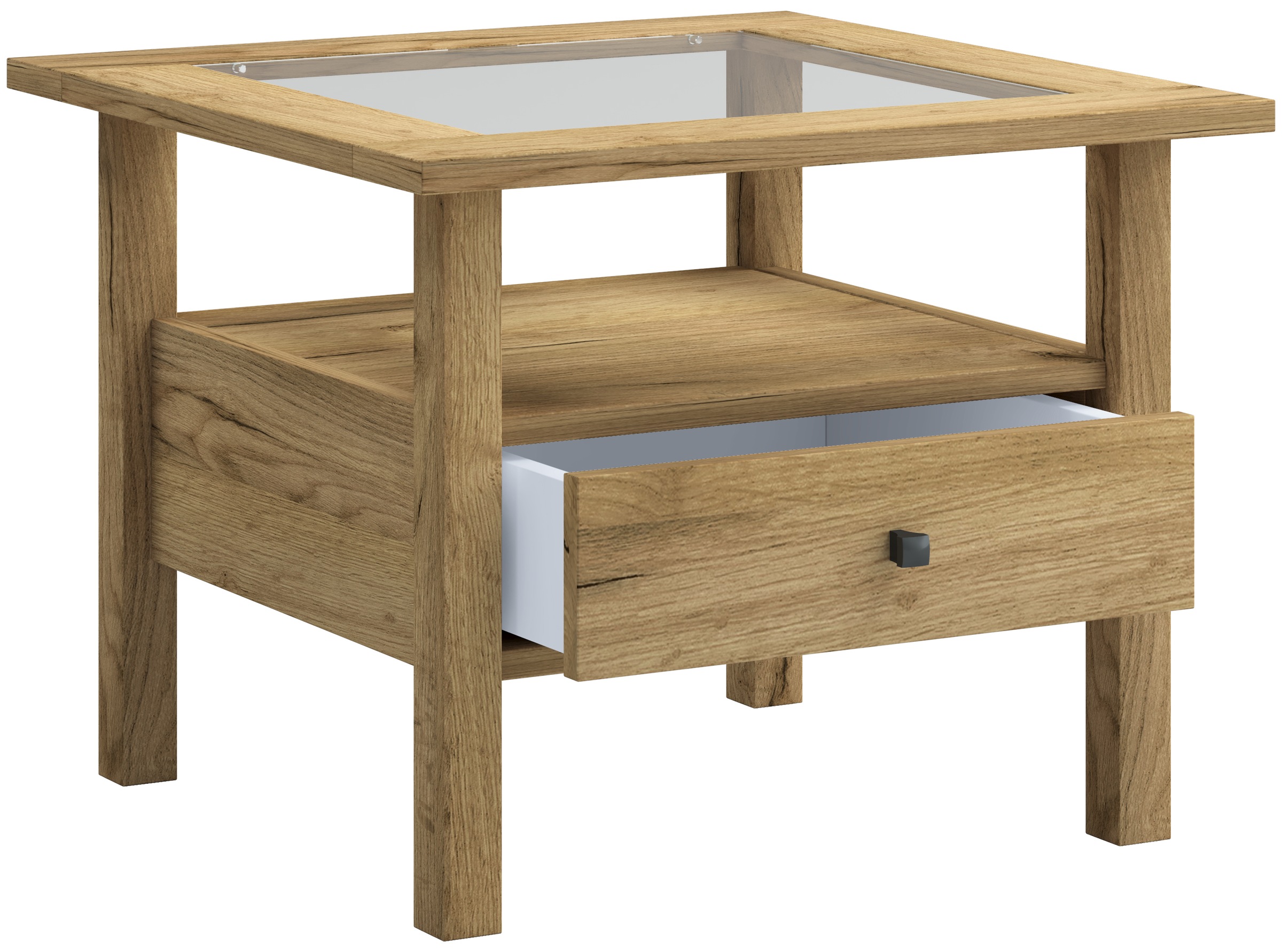 Couchtisch VCM "Holz Sofatisch Couchtisch Schublade Lingis M", braun (honig, eiche), B:54cm T:54cm, Tische, Couchtisch Eckige Couchtische Holz-Couchtische 2