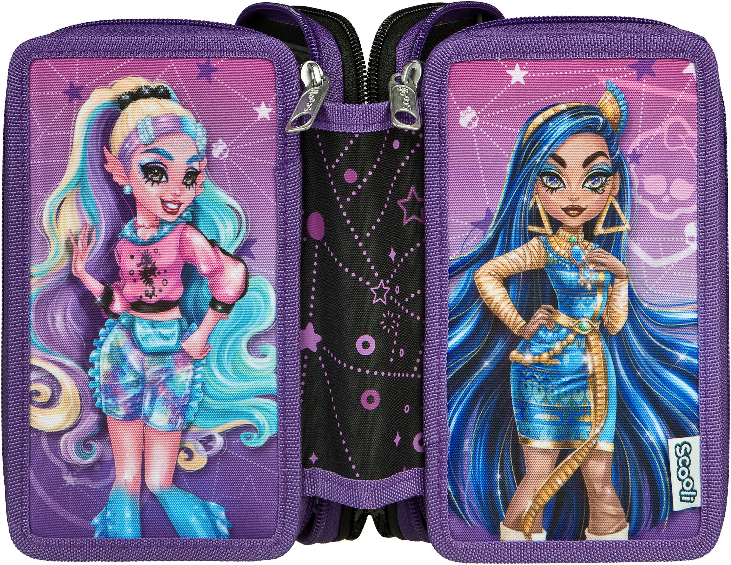 Scooli Federmäppchen »Tripledecker, Monster High«, befüllt, inklusive Geodreieck