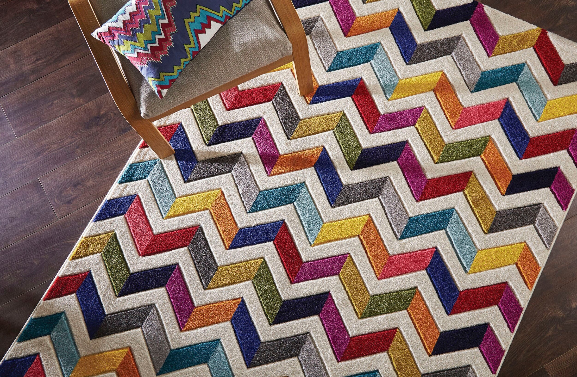 FLAIR RUGS Teppich »Bolero«, rechteckig, fußbodenheizungsgeeignet, geometrisches Muster, Zickzack