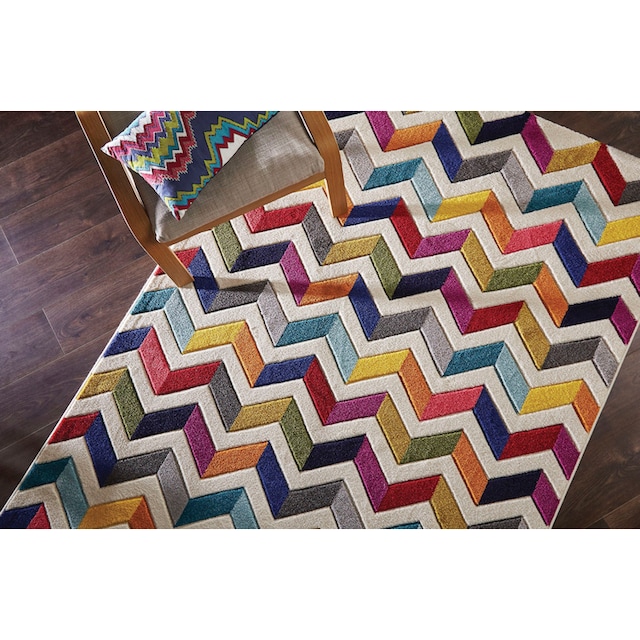 FLAIR RUGS Teppich »Bolero«, rechteckig, fußbodenheizungsgeeignet, geometrisches  Muster, Zickzack kaufen | BAUR