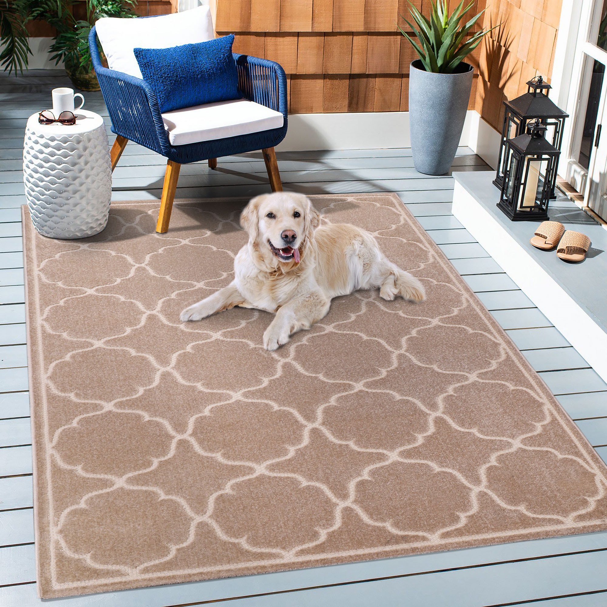 Teppich SANAT "Berlin", beige, B:60cm H:6mm L:110cm, Kunstfaser, Teppiche, Teppich, In -und Outdoor geeignet, robust und pflegeleicht