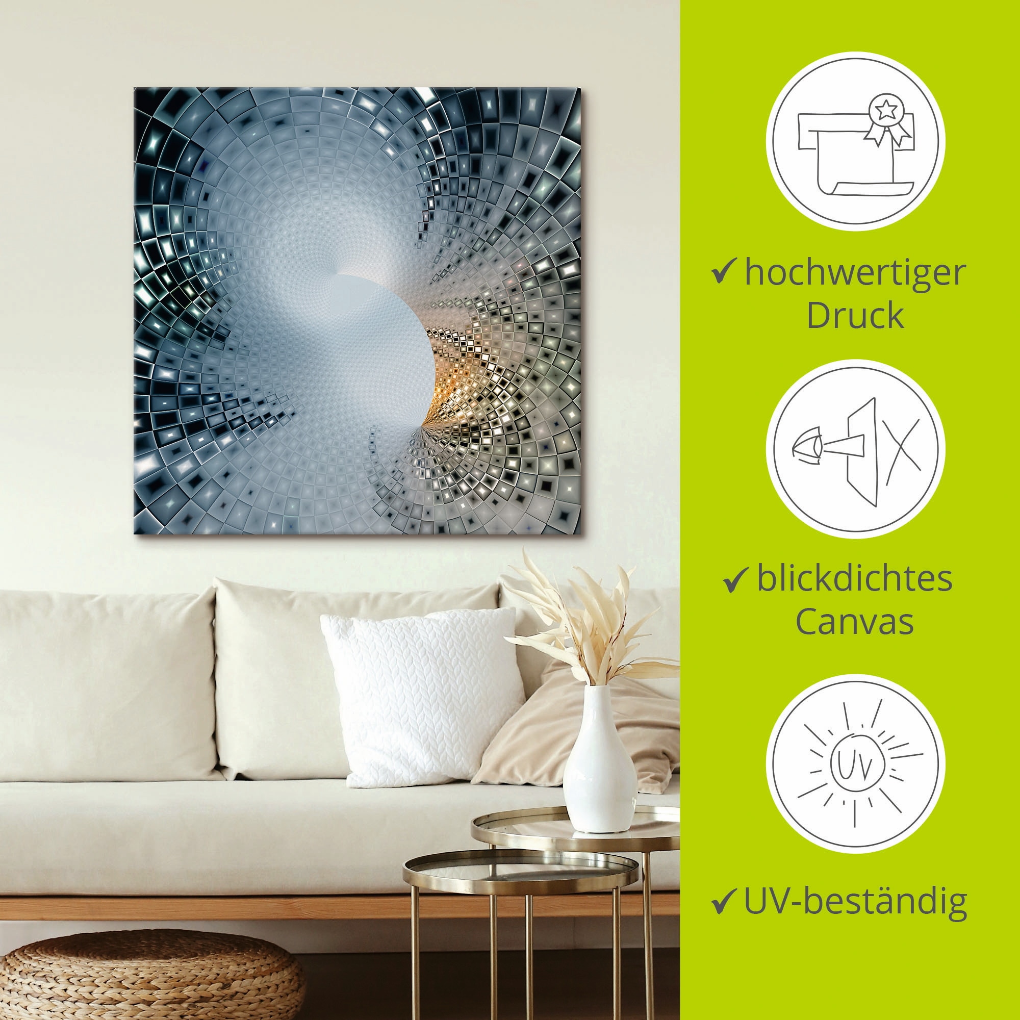 Artland Wandbild »Abstraktes in blau & Gold«, Muster, (1 St.), als Alubild, Outdoorbild, Leinwandbild in verschied. Größen