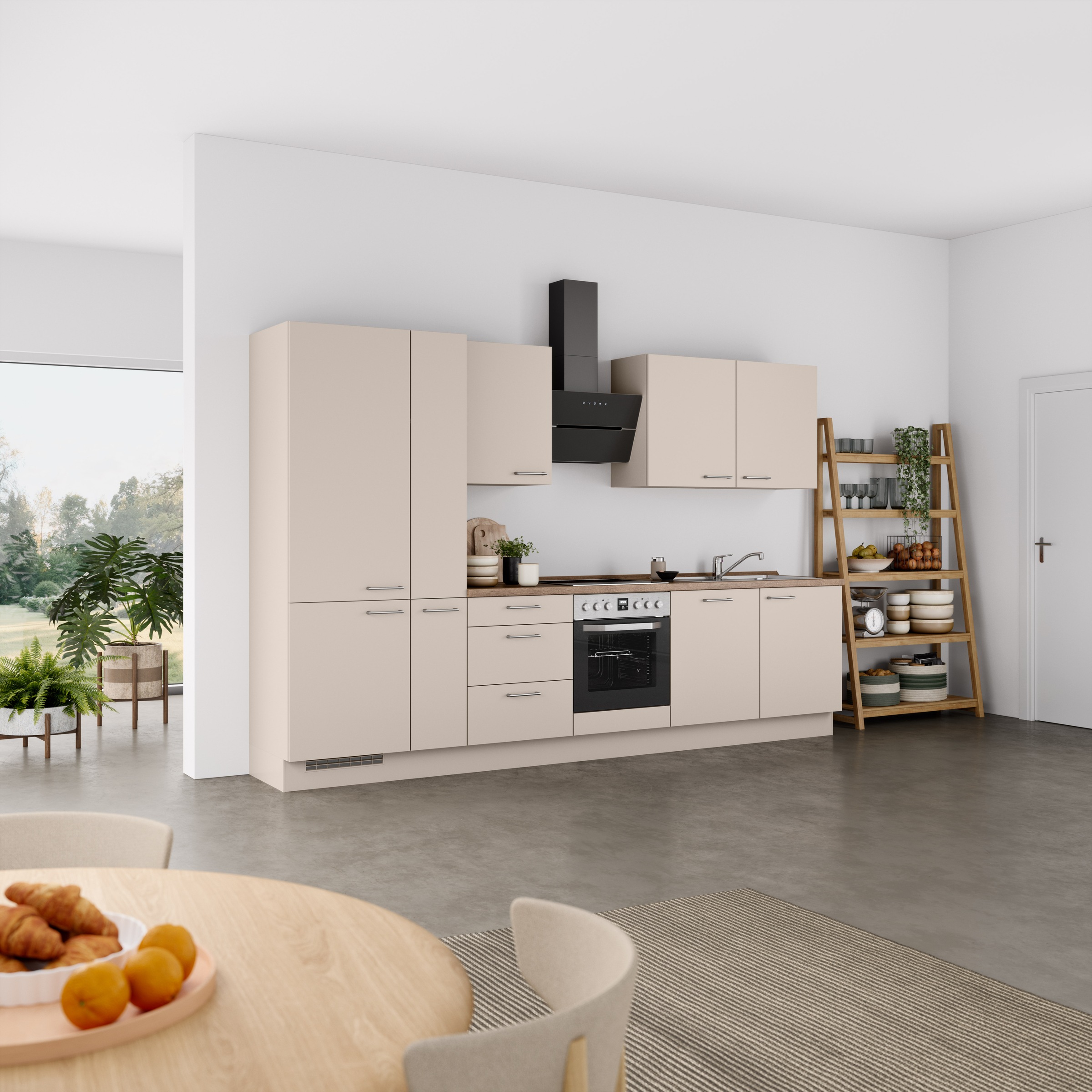 nobilia® Küchenzeile »"Laser II", Ausrichtung wählbar, Breite 330 cm«, vormontiert, wahlw. mit unterschiedlichen E-Geräten-Sets