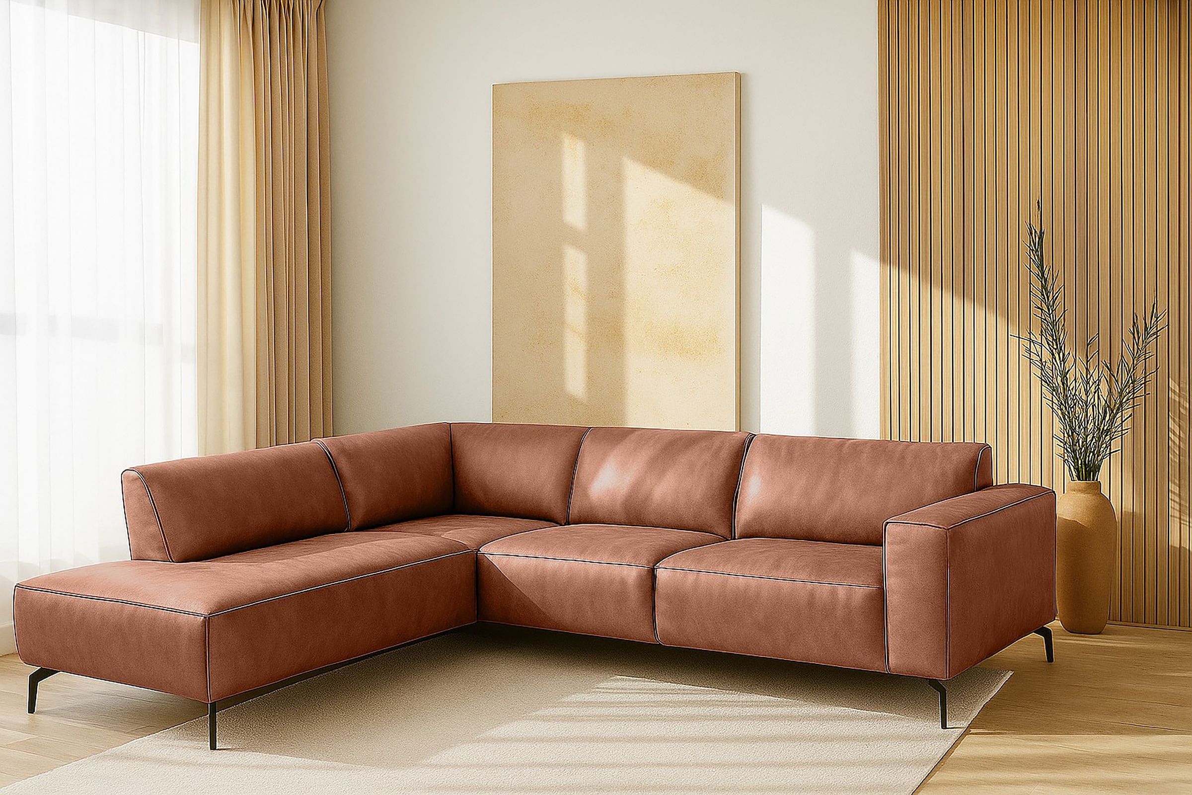 Places of Style Ecksofa Lorcan, in Lederoptik oder Strukturstoff lieferbar günstig online kaufen