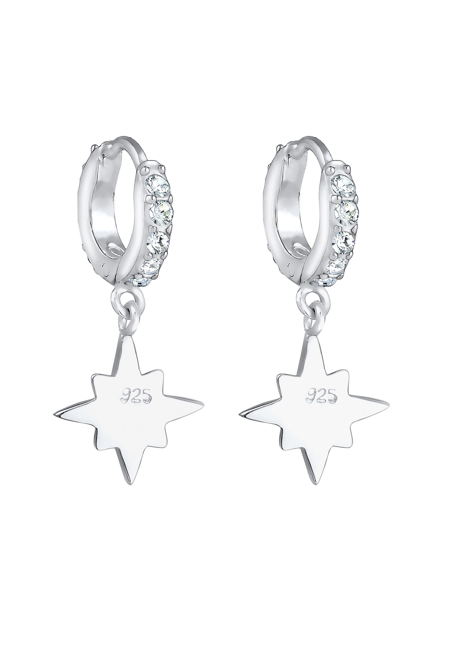 Elli Paar Creolen »Stern Weiß 925 Sterling Silber, mit Kristallen von Swarovski®«