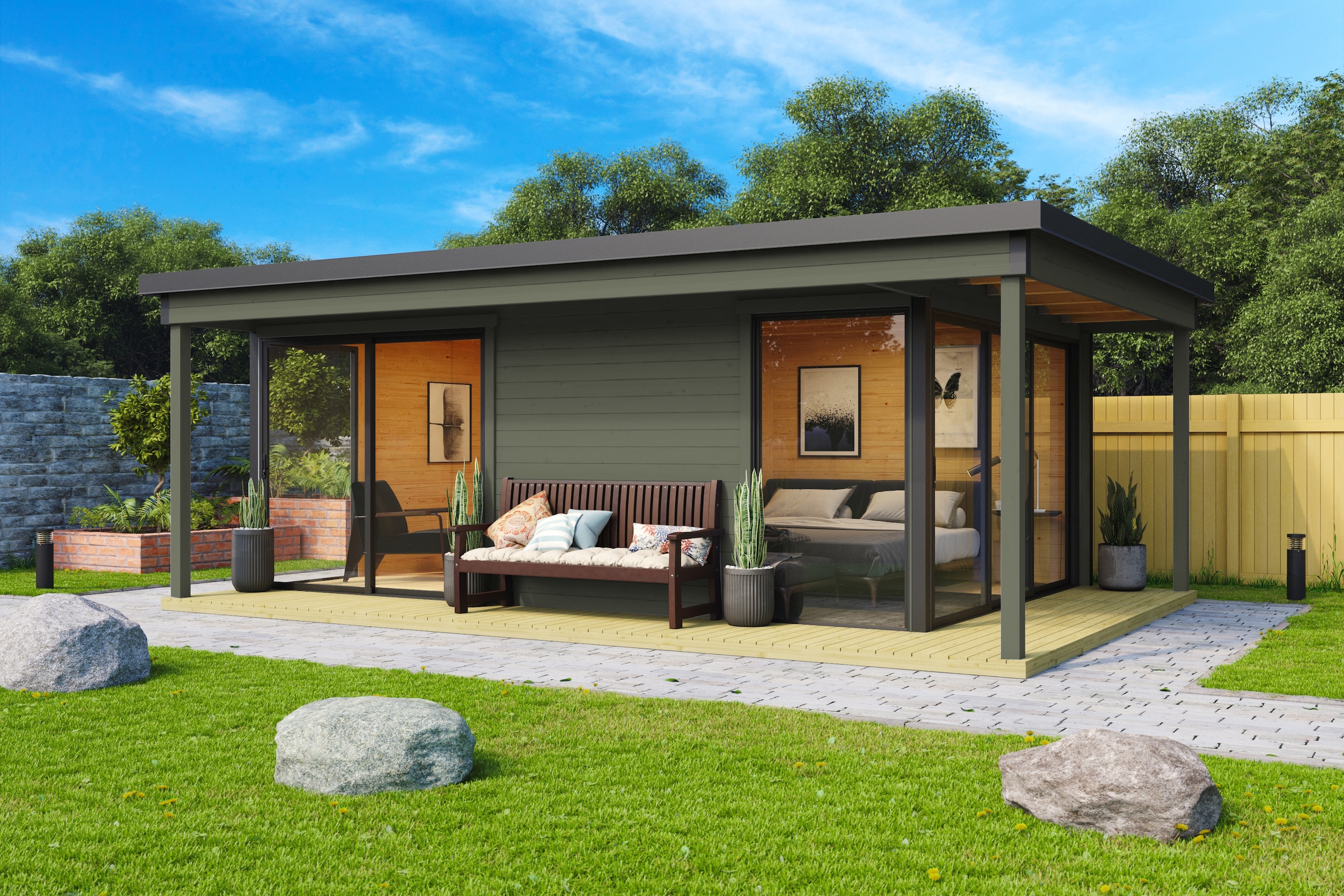 Nordic Holz Gartenhaus "DOMEO 3 LOGGIA" günstig online kaufen