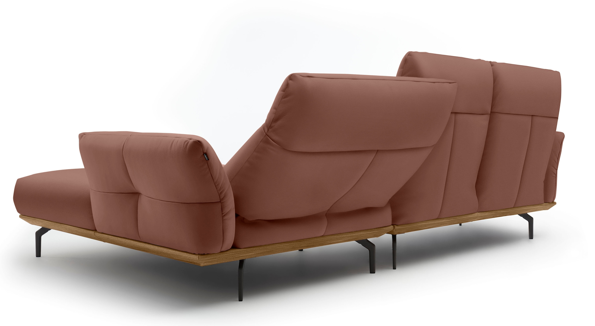 Creation BY ROLF BENZ Ecksofa »CR.460«, Sockel in Nussbaum, Winkelfüße in Umbragrau, Breite 298 cm