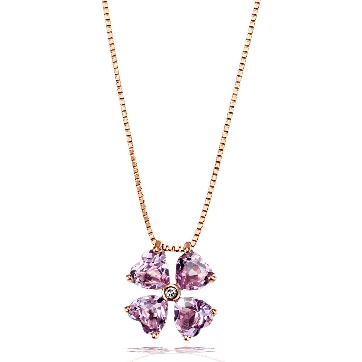 goldmaid Collier 375/- Rotgold 4 Amethysten 1 Brillant P1 0 02 ct.