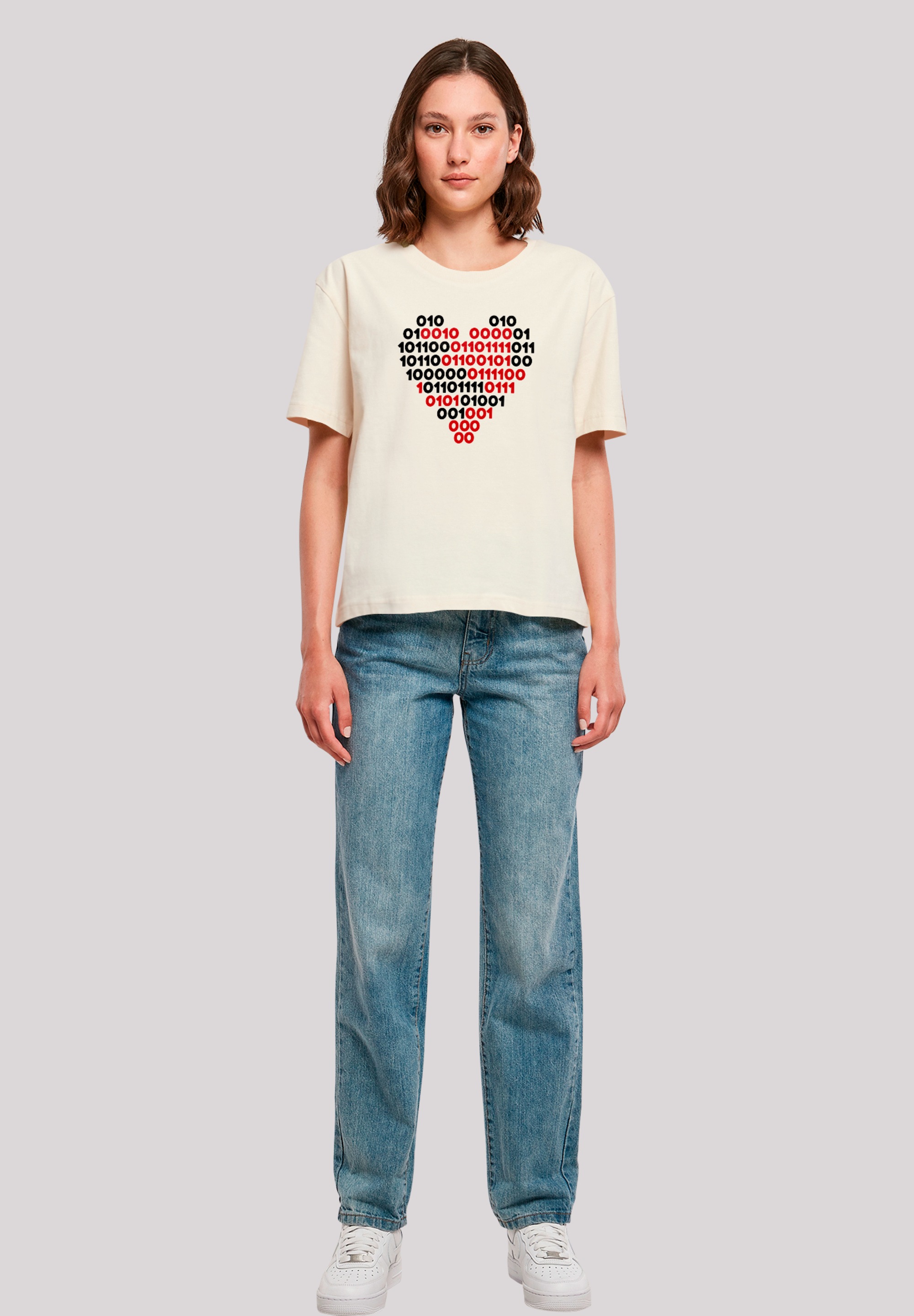 F4NT4STIC T-Shirt »I love you Binary Code Herz«, Premium Qualität