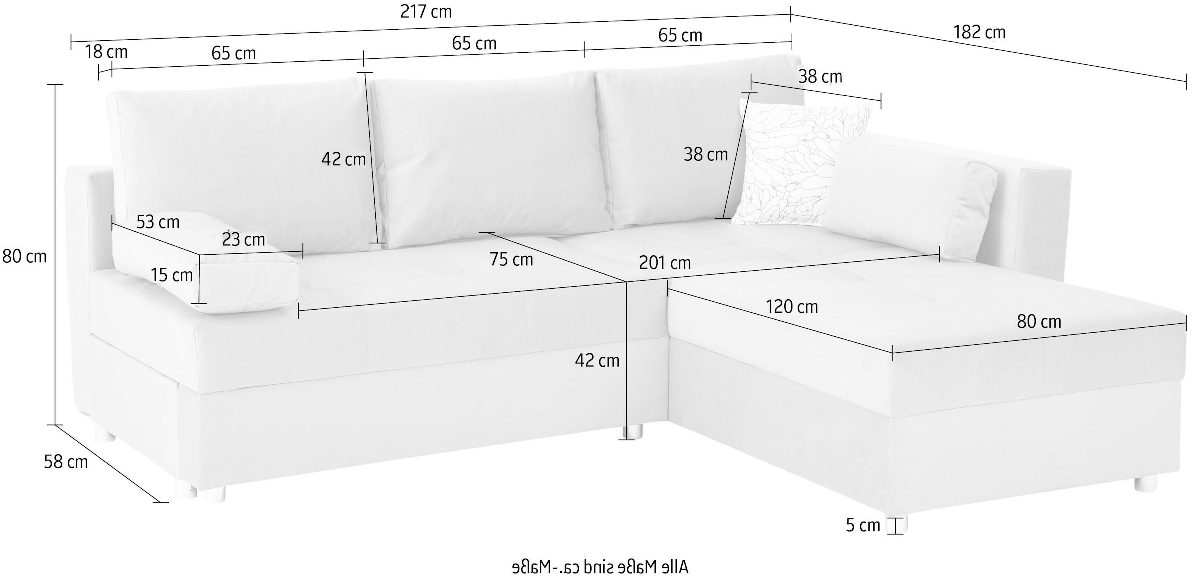 Home affaire Ecksofa »Italia L-Form«, mit Bettfunktion und Bettkasten, Federkern-Polsterung