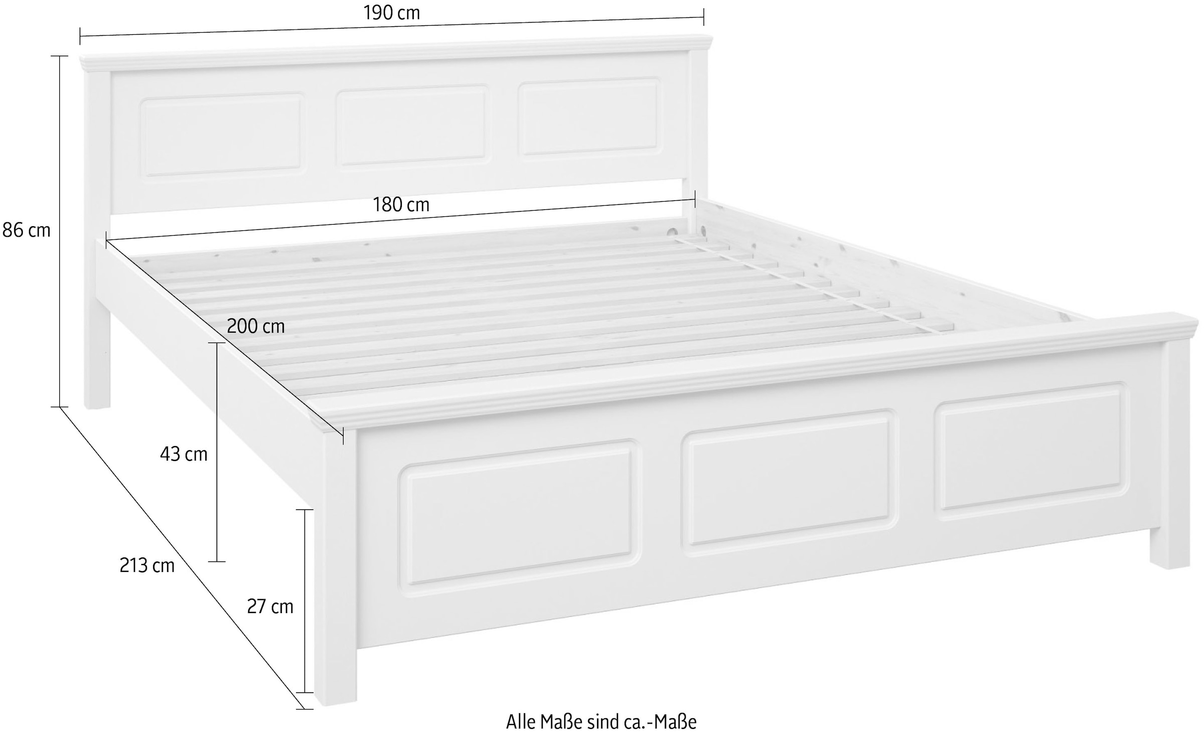 Home affaire Massivholzbett »"ERIK", Made in Europe, optional mit Schublade, Massivholz Kiefer«, (FSC® zertifiziert), in mehreren Größen, Landhausstil mit Kassettenoptik