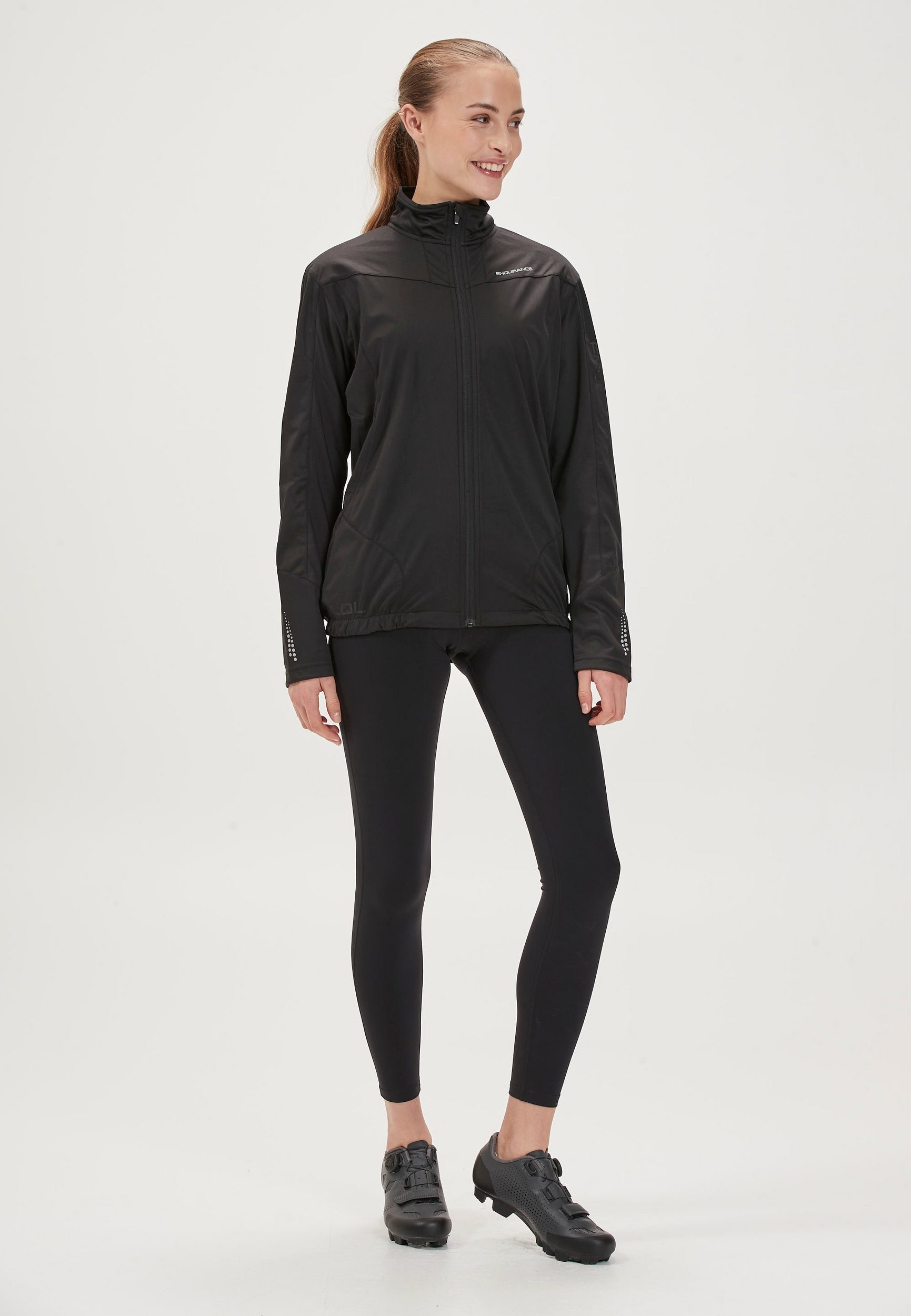 Fahrradjacke ENDURANCE "ZIVA", Damen, Gr. 36, schwarz, 100% Polyester, bedruckt, unifarben, normal, ohne Ausschnitt, Jacken Fahrradjacke, mit reflektierenden Details