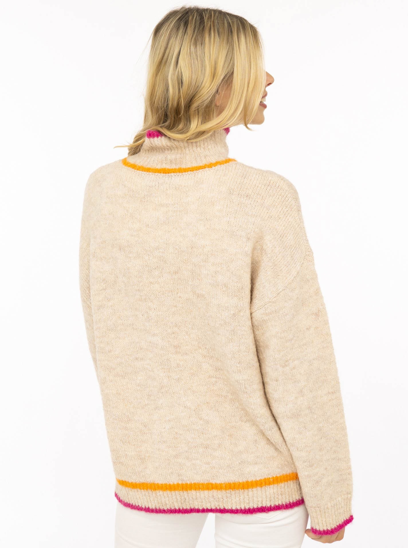 Zwillingsherz Stehkragenpullover »"Heart"« mit Herz und farbigen Streifen, hoher Kragen, oversize