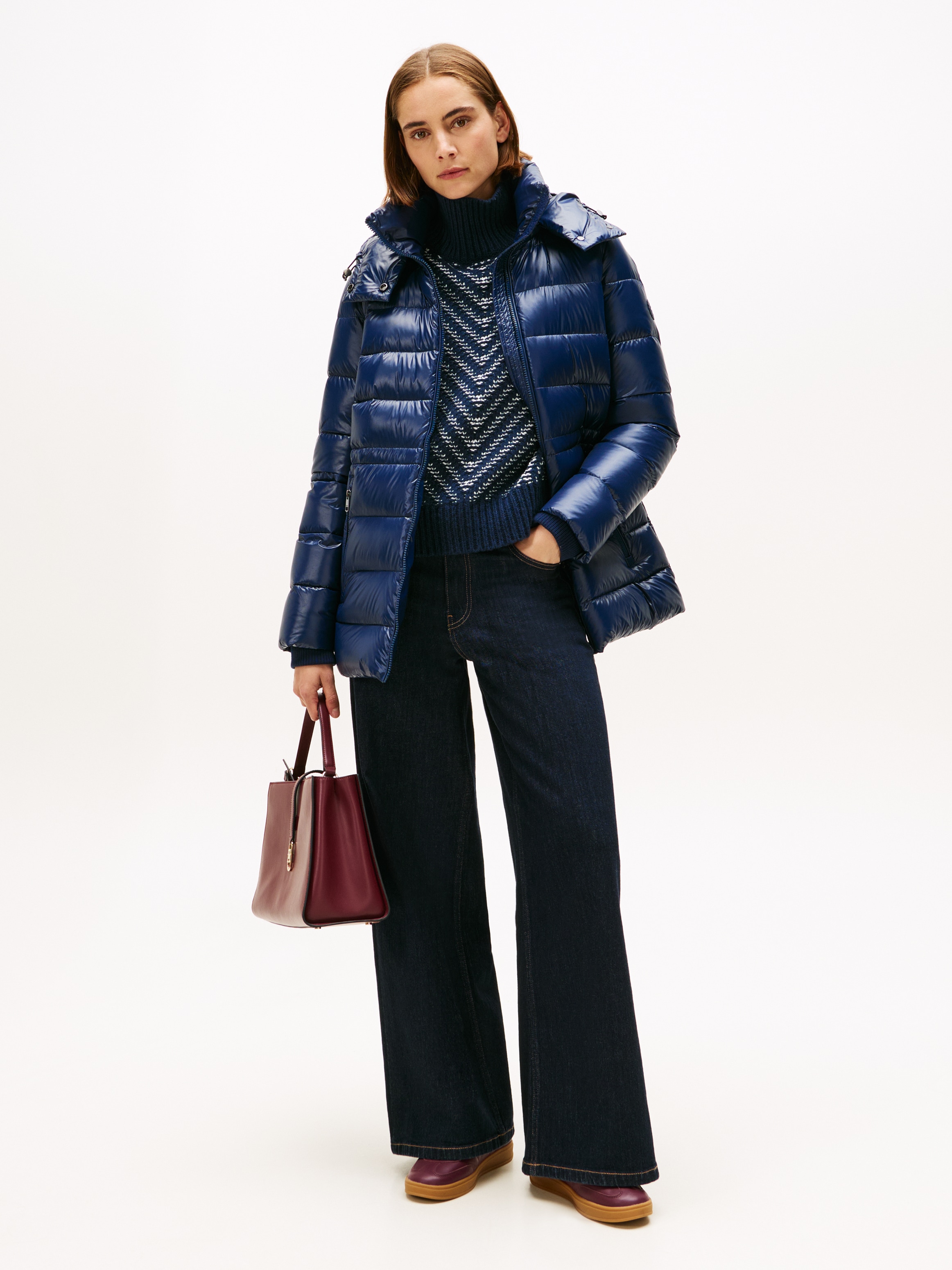 Tommy Hilfiger Steppmantel »GLOSS HW DOWN WAIST REG COAT« in leicht glänzender Optik