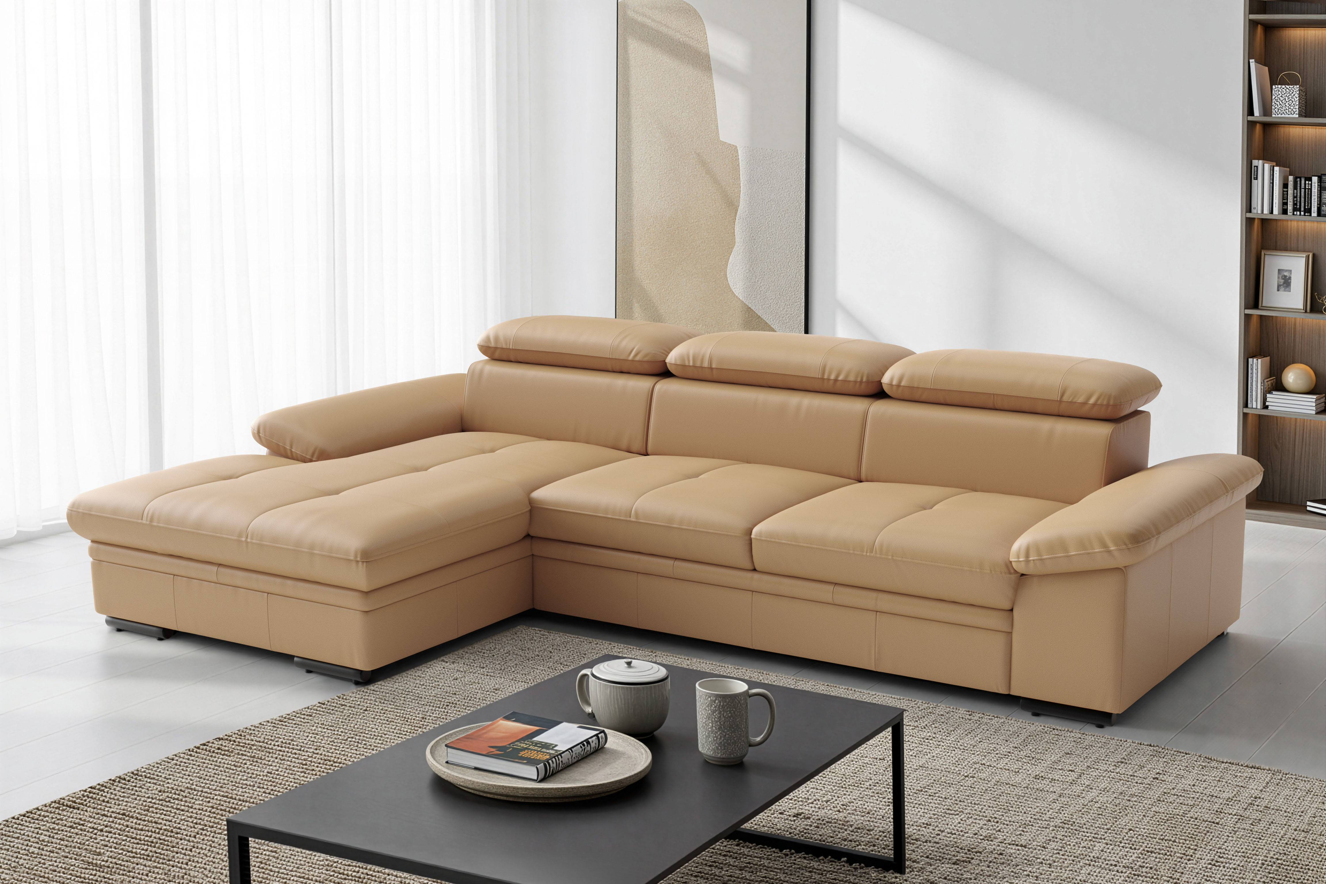 sit&more Ecksofa "Viola, Leder, L-Form, B: 260 cm, mit Armteil- und Kopfteilvertsellung" optional mit Schlaffunktion
