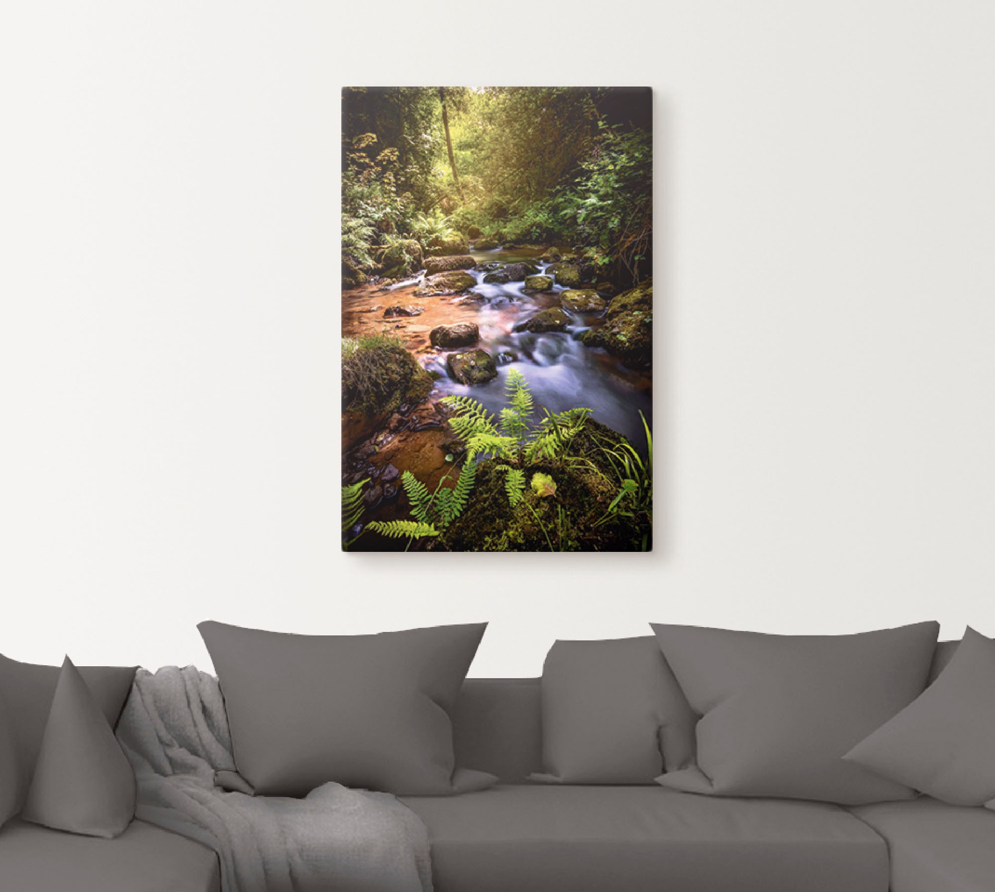 Thumbnail - Artland Leinwandbild "Wildbach im Wald" Gewässer 1 Stk. tlg. auf Holzrahmen gespannt