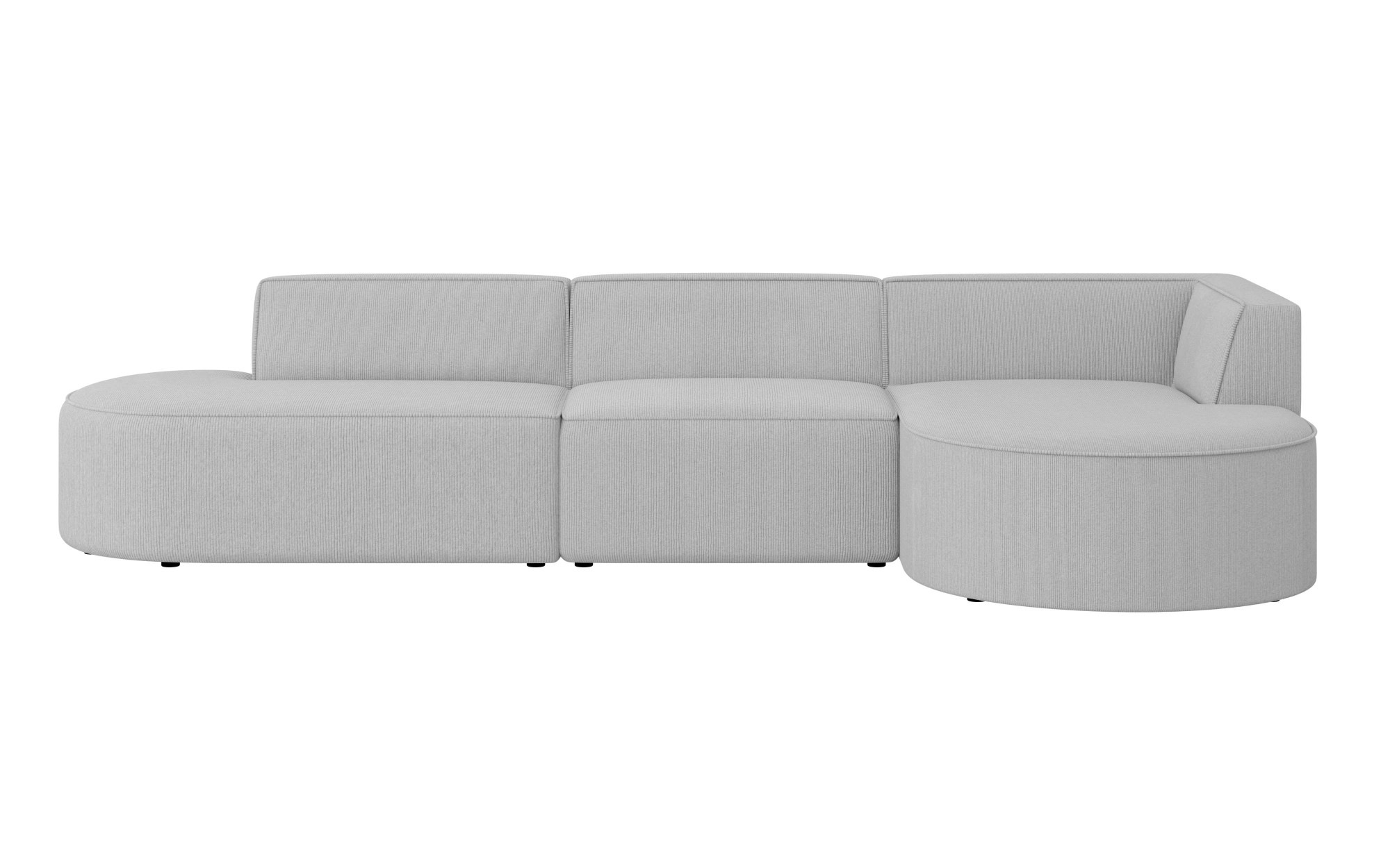 andas Ecksofa »EIVIND Designer Sofa mit Ottomane rechts/links, B/T/H: 343/159/72 cm«, L-Form mit Wellenunterfederung, auch in Feincord und Bouclé