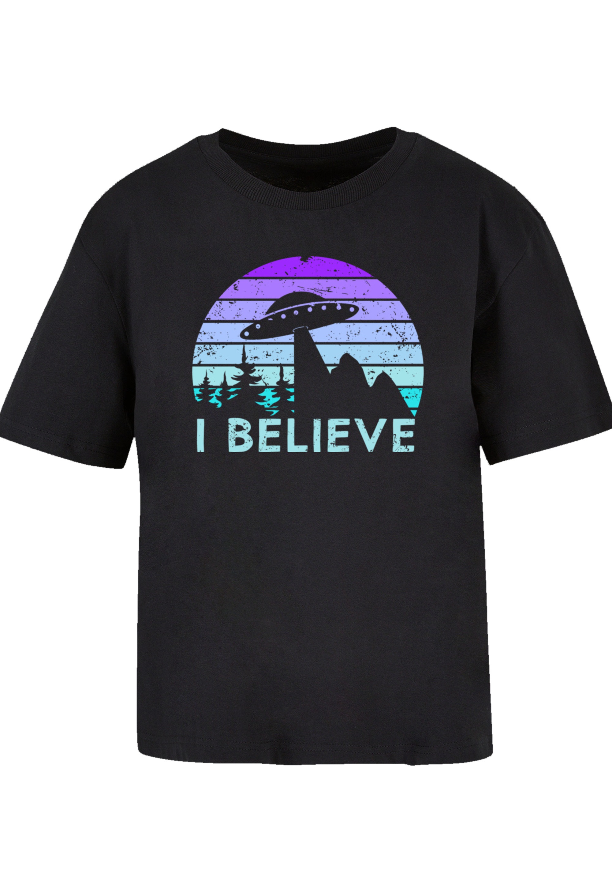 F4NT4STIC T-Shirt »I BELIEVE UFO Alien Raumschiff Retro«, Premium Qualität