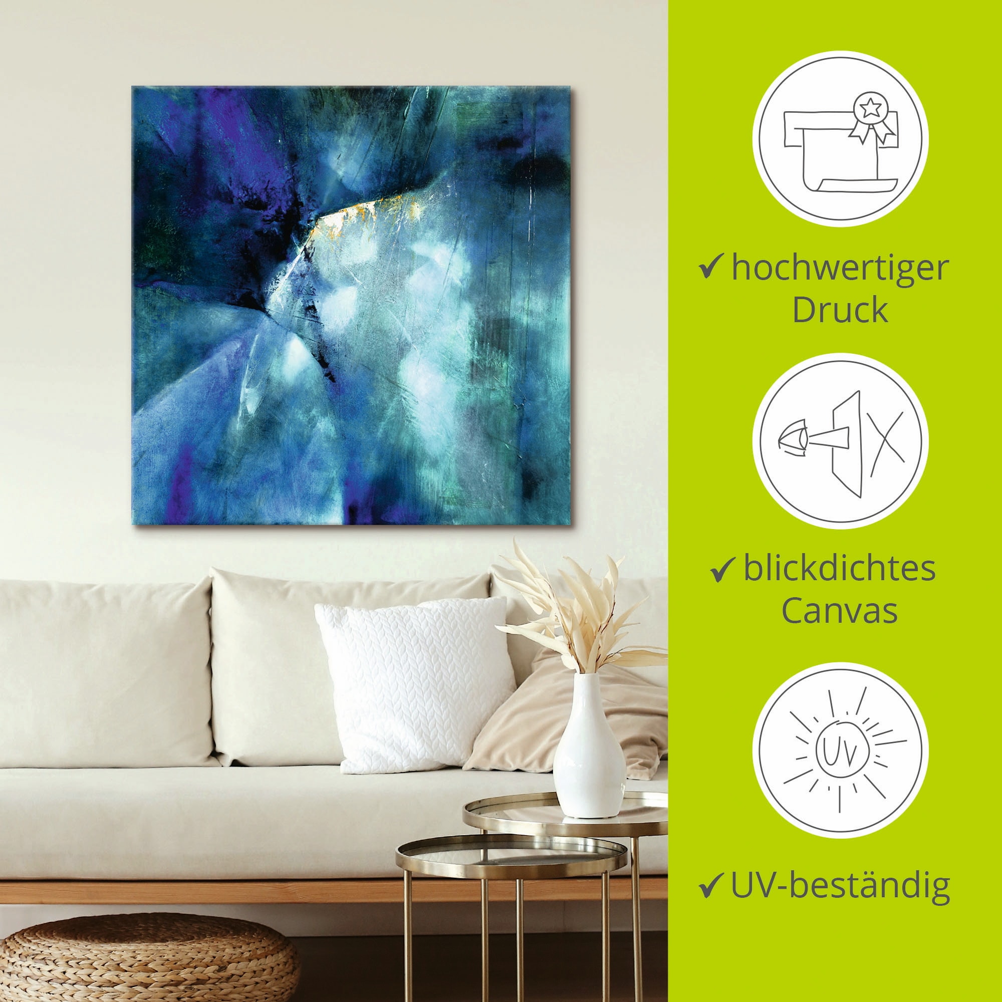 Artland Wandbild »Komposition in blau«, Gegenstandslos, (1 St.), als Alubild, Outdoorbild, Leinwandbild in verschied. Größen