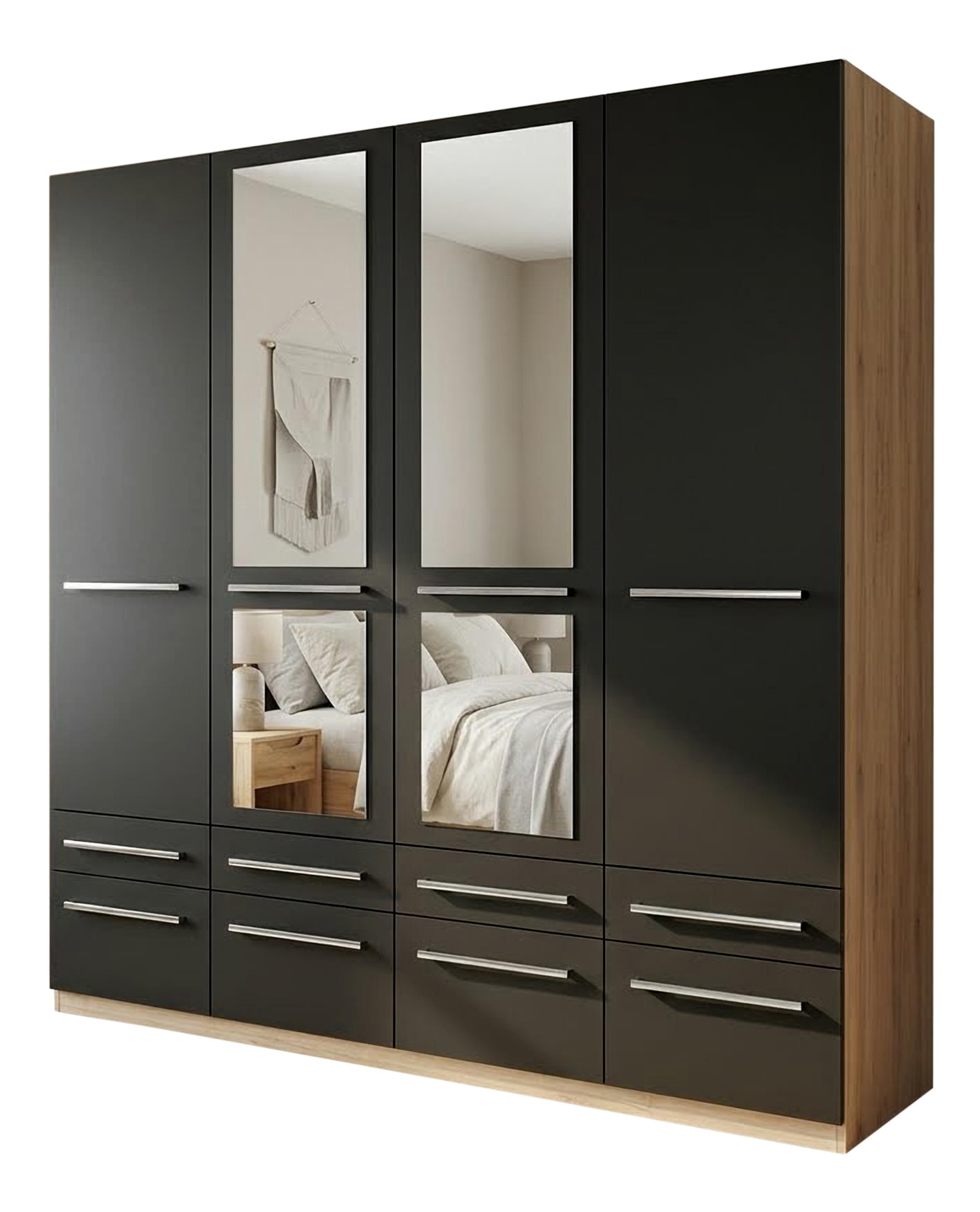 priess Kleiderschrank "Schrank Garderobe Wäscheschrank Barcelona in 5 Breiten" viel Stauraum, geräumige Schubkästen, mit Spiegel, MADE IN GERMANY