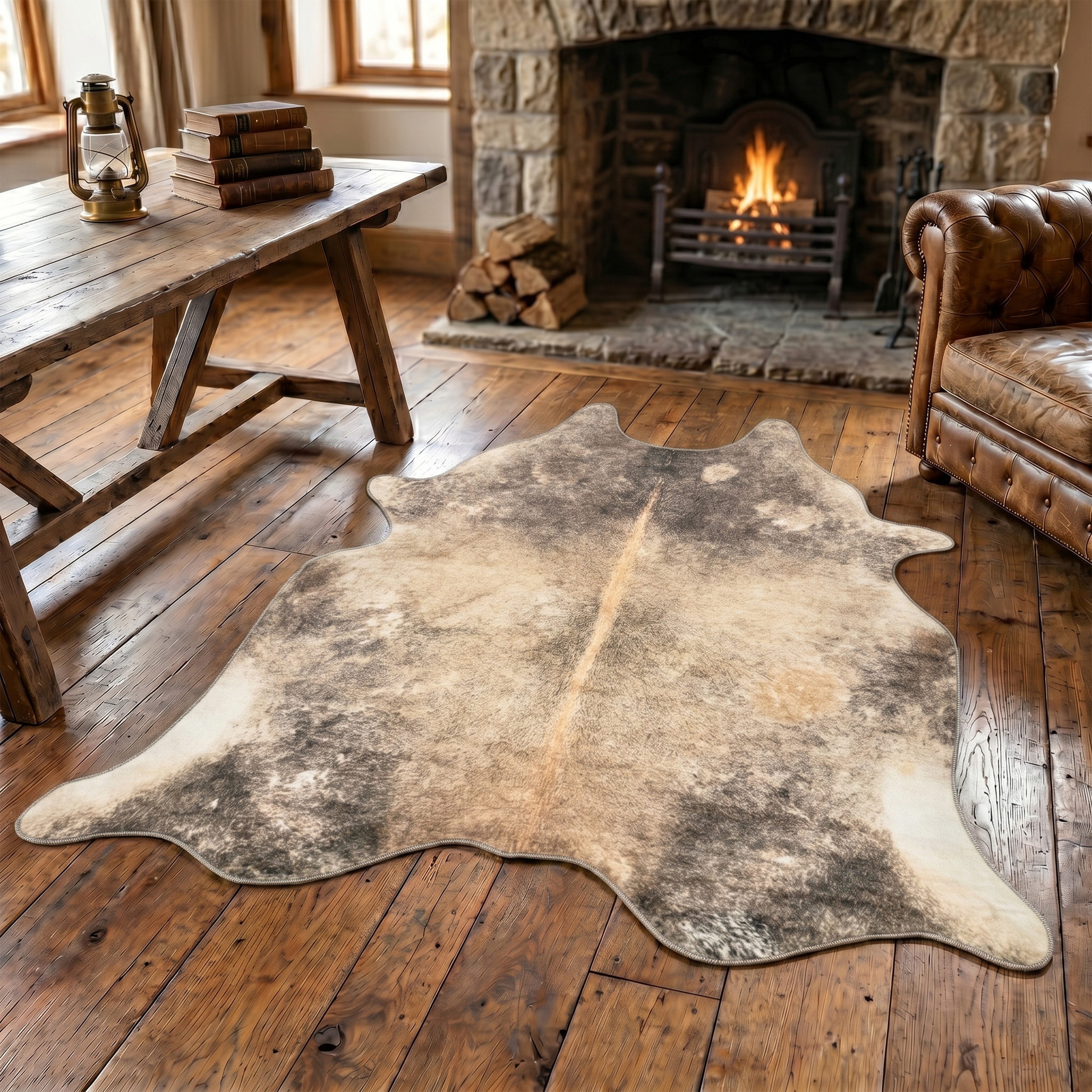 Gino Falcone Fellteppich "Emilia" fellförmig 3 mm Höhe Kunstfell, bedruckt, Kuhfell-Optik, ideal im Wohnzimmer & Schlafzimmer