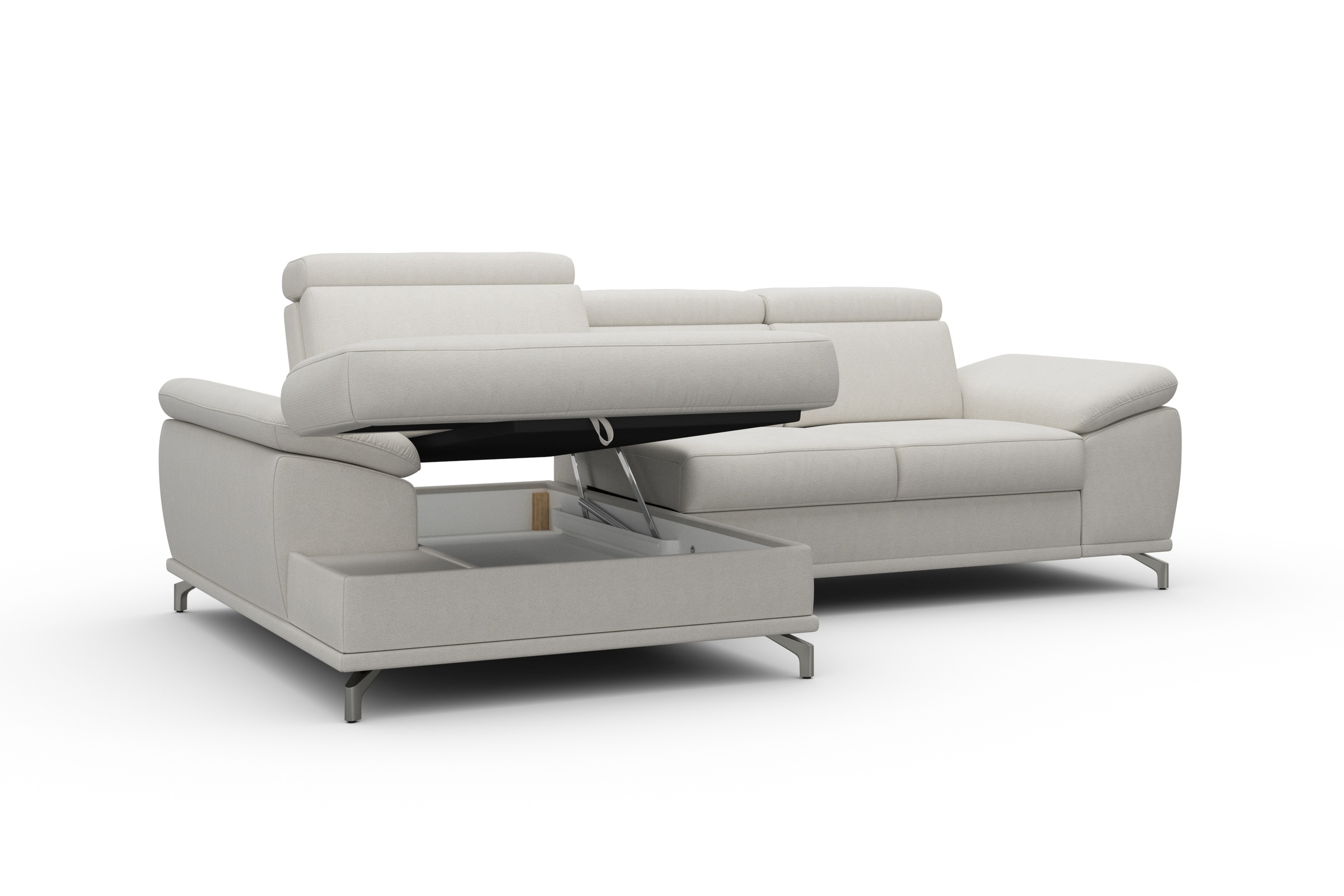 sit&more Ecksofa »Cabrio L-Form, mit Sitztiefenverstellung, Arm- und Kopfteilverstellung«, 2 Nierenkissen, Federkern, optional Bettfunktion und Stauraum